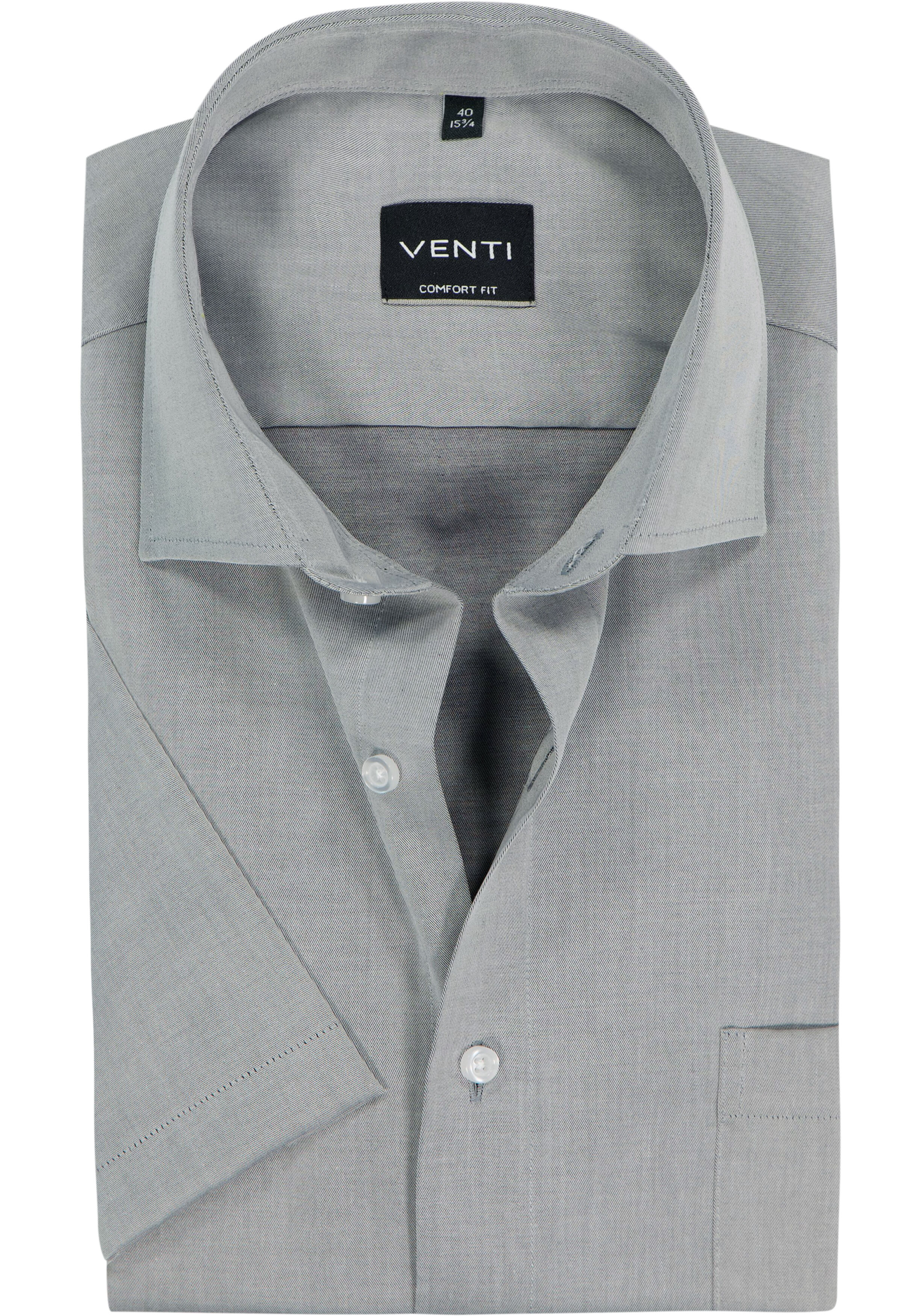 VENTI CASA MODA comfort fit overhemd, korte mouw, structuur, zilvergrijs