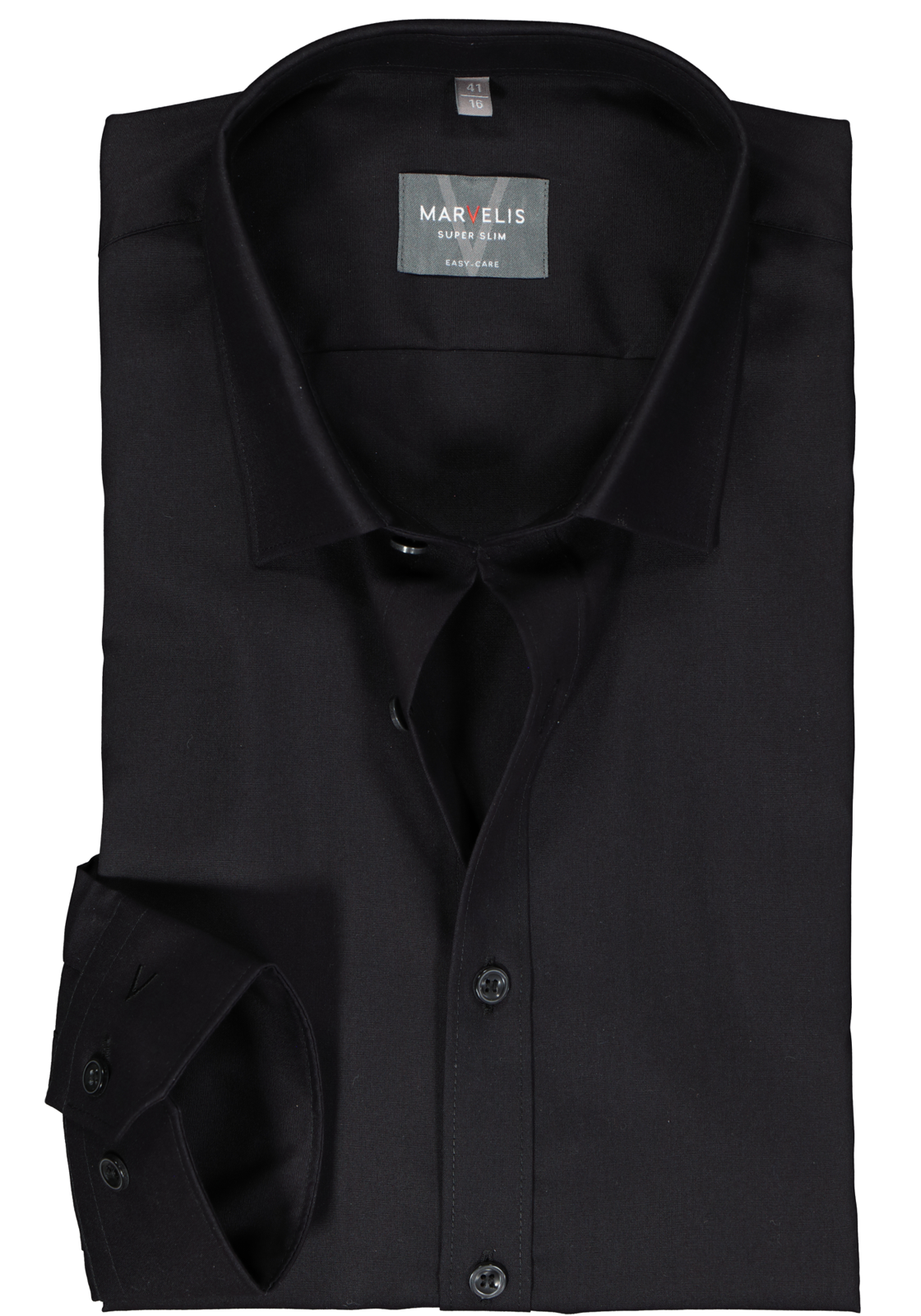 1-4055987703990_marvelis-overhemd_HR MARVELIS super slim fit overhemd, mouwlengte 7, popeline, zwart
