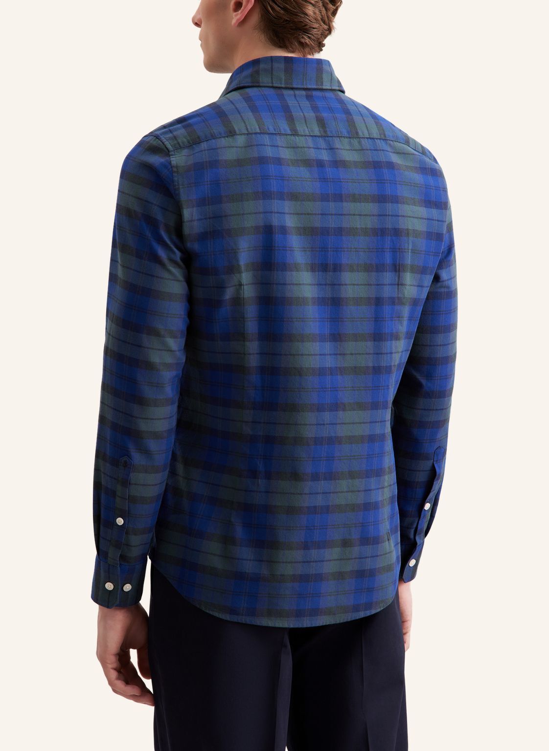 Seidensticker slim fit overhemd, popeline, blauw geruit