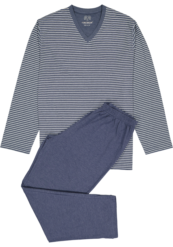 Ceceba heren pyjama, blauw met wit gestreept Ceceba heren pyjama, blauw met wit gestreept
