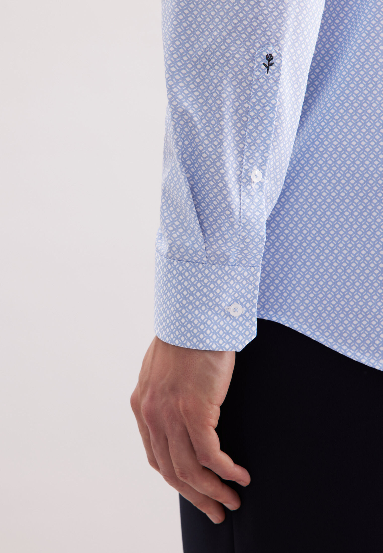 Seidensticker regular fit overhemd, popeline, blauw dessin