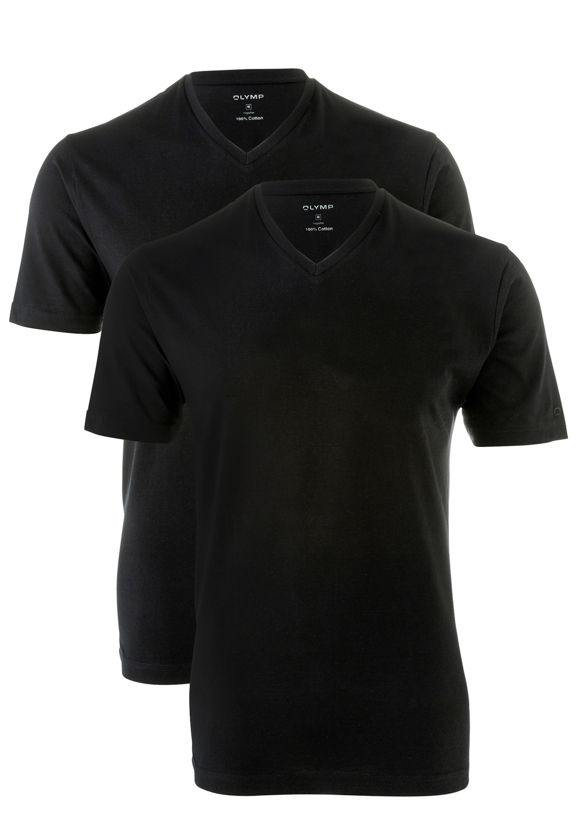 olymp-t-shirts-07011268 OLYMP T-shirts (2-pack), V-hals, zwart
