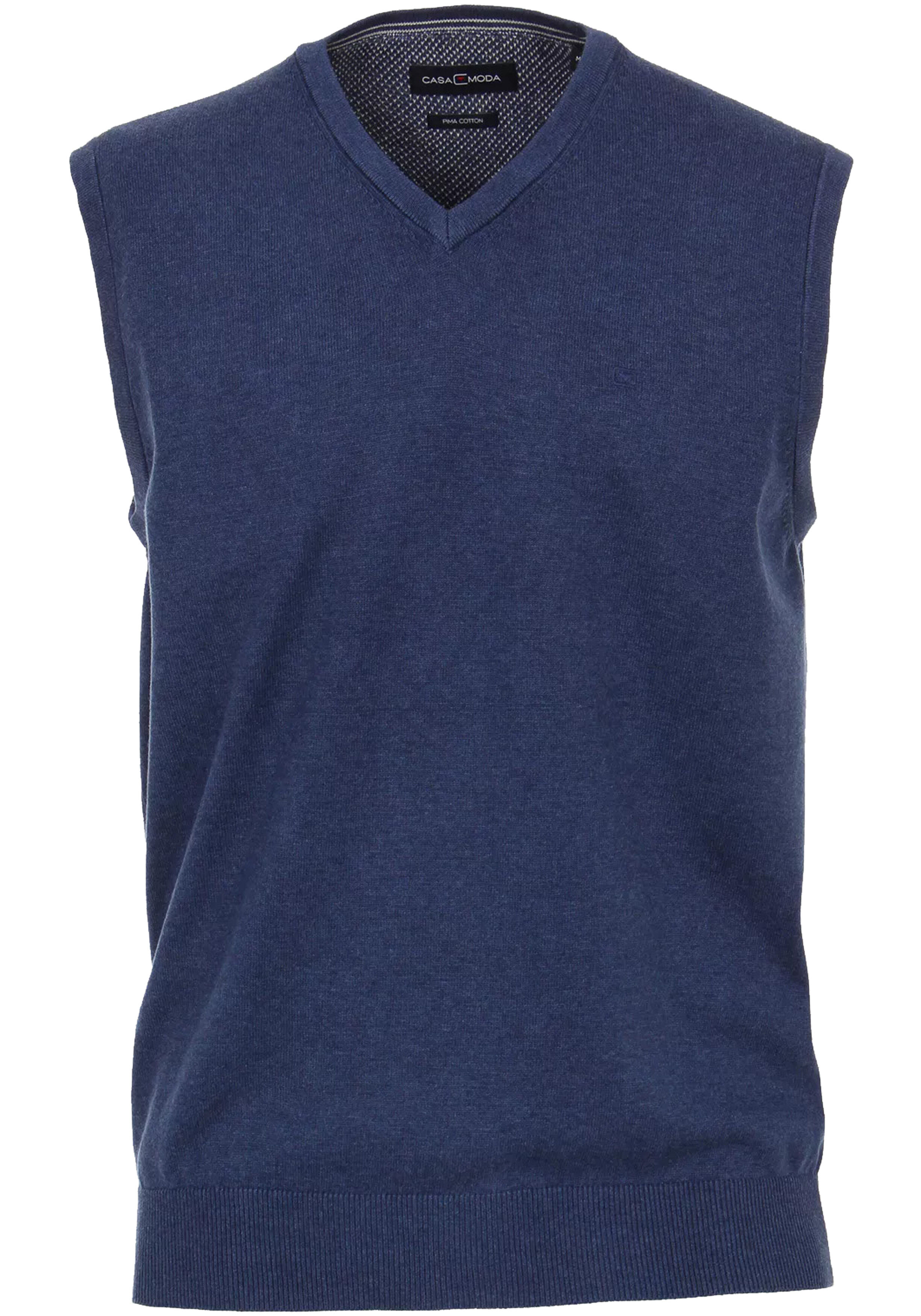 CASA MODA heren spencer katoen, V-hals, blauw 