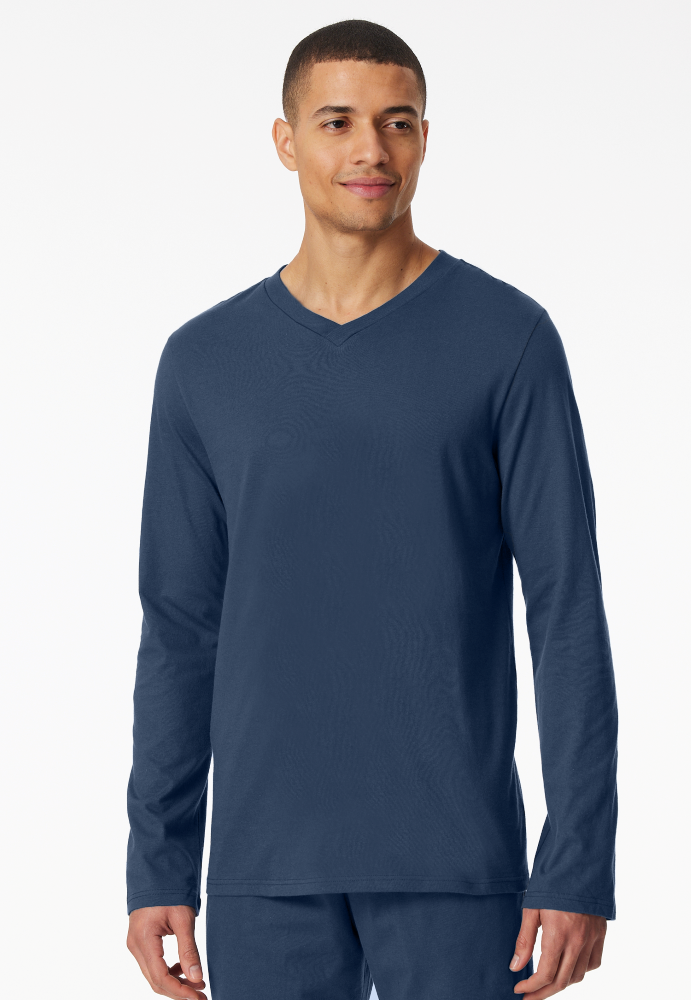 SCHIESSER Mix + Relax Shirt 1/1 arm, heren T-shirt lange mouw, royaalblauw