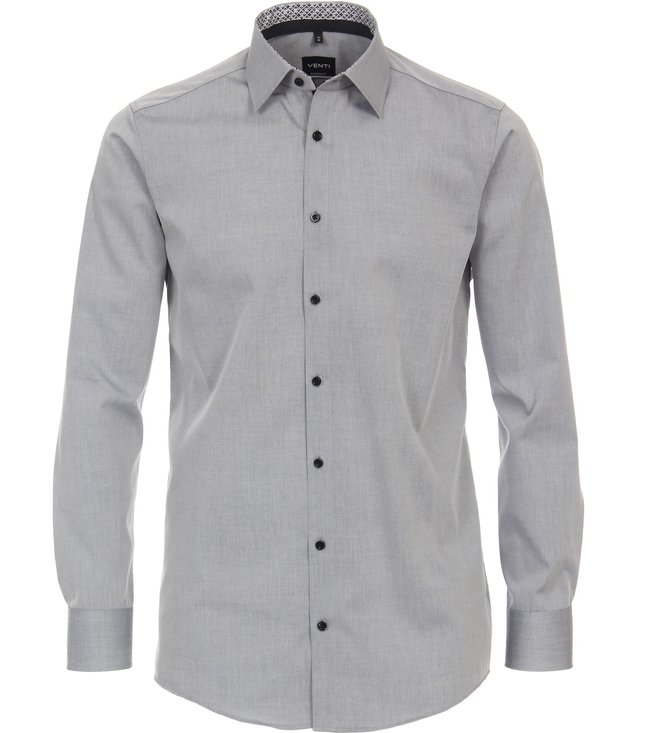 VENTI modern fit overhemd, mouwlengte 7, popeline, zilvergrijs