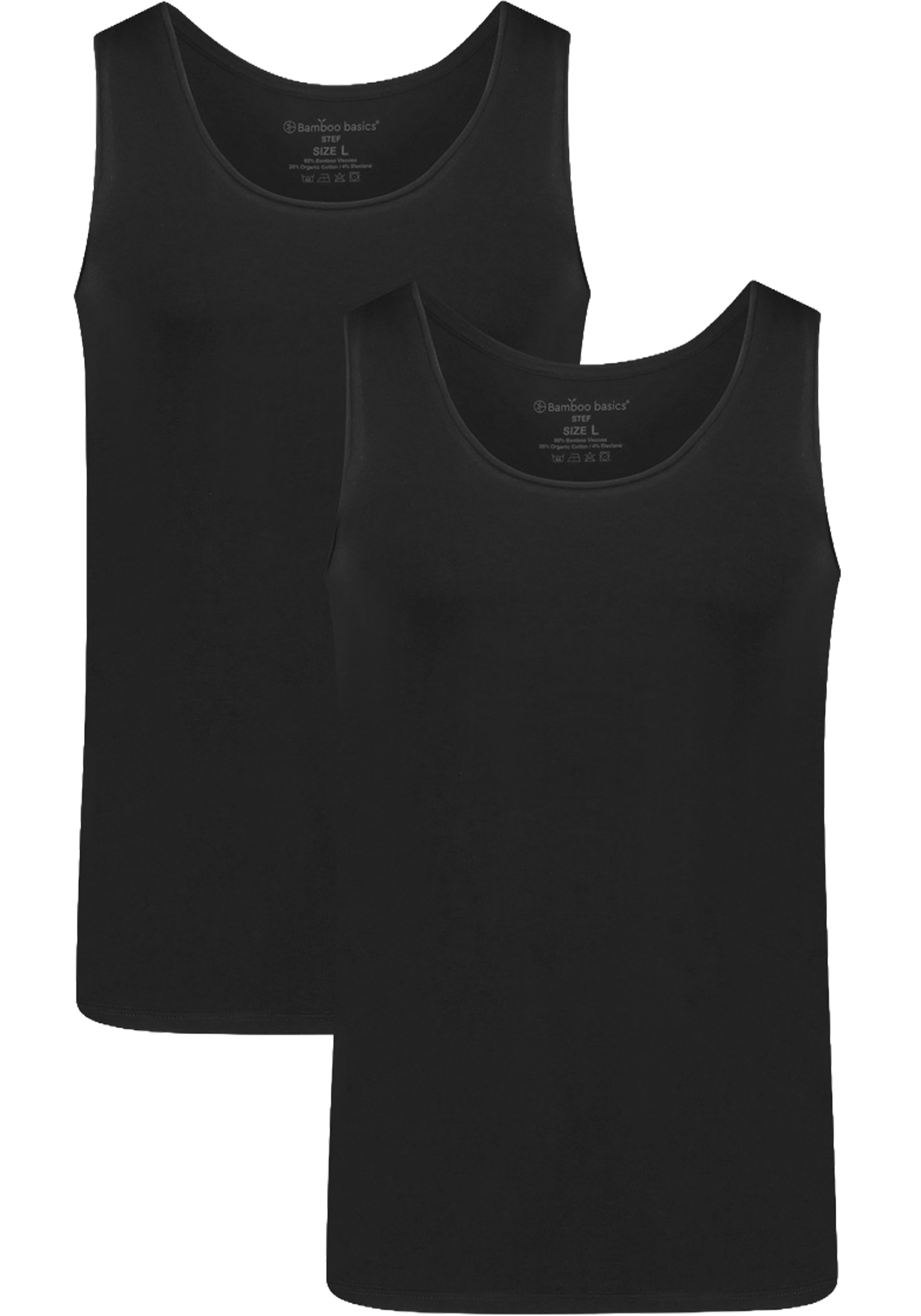 Bamboo Basics Stef singlet (2-pack), heren hemd, zwart