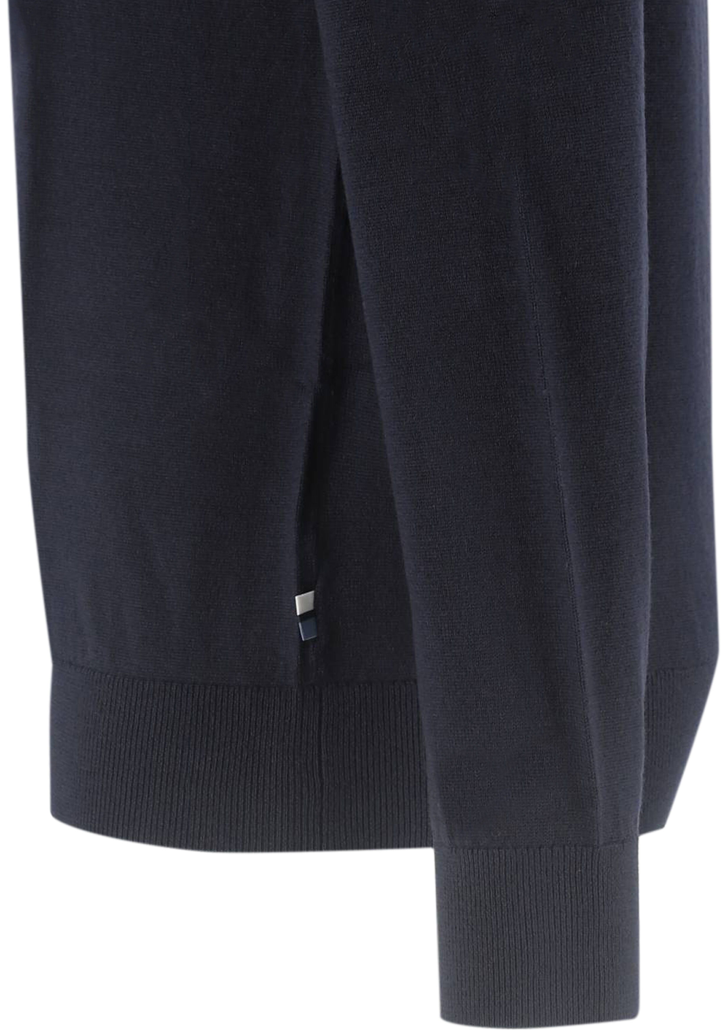 OLYMP modern fit half zip trui wol, korte rits, marine blauw
