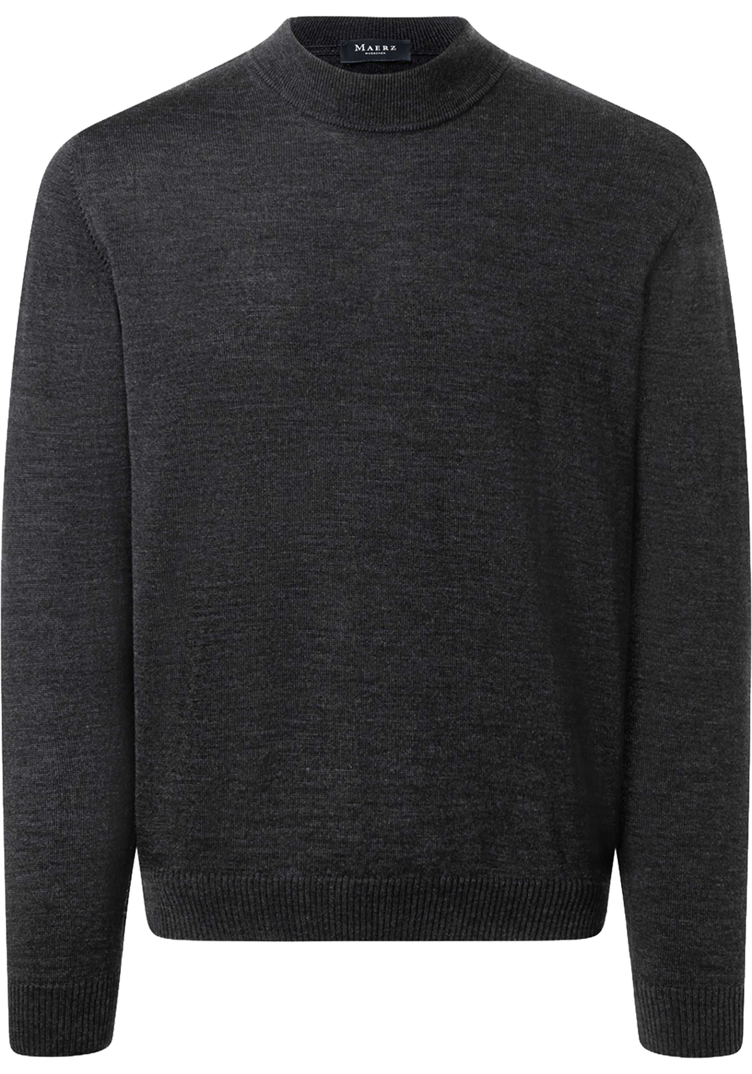 MAERZ Classic Fit heren trui met turtleneck wol, antraciet grijs
