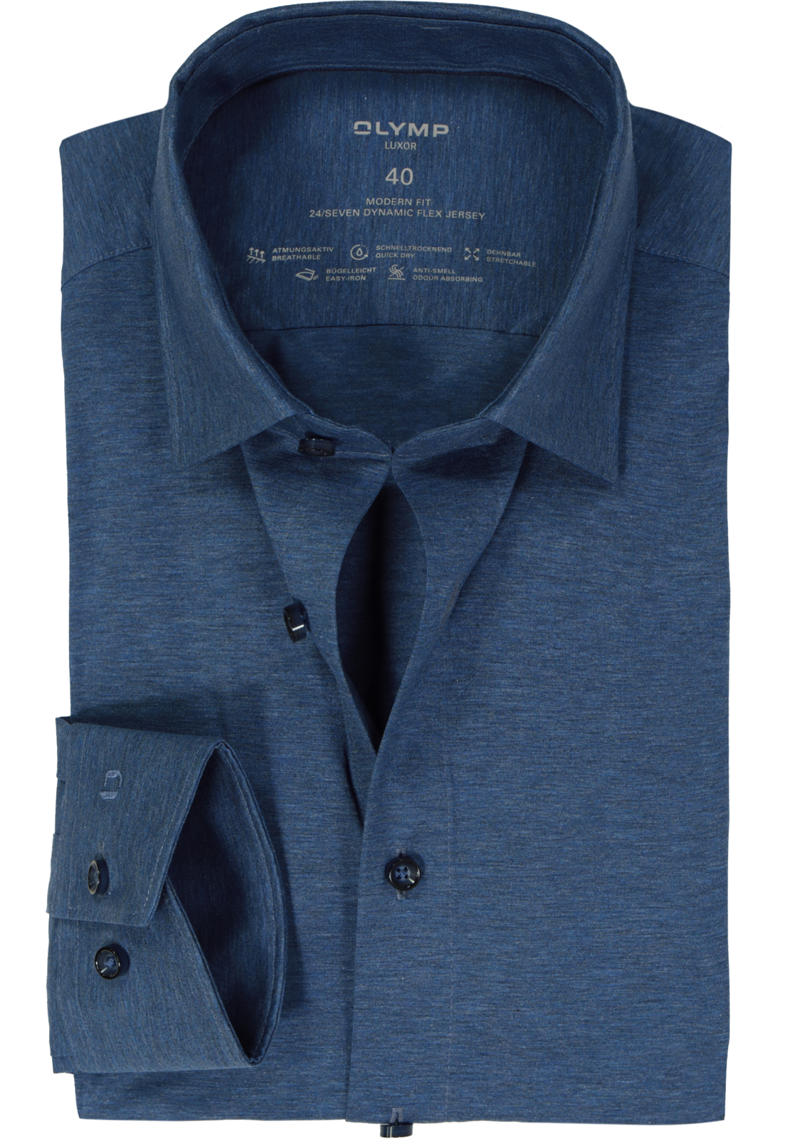 OLYMP Luxor 24/Seven modern fit overhemd, rookblauw tricot OLYMP Luxor 24/Seven modern fit overhemd, rookblauw tricot