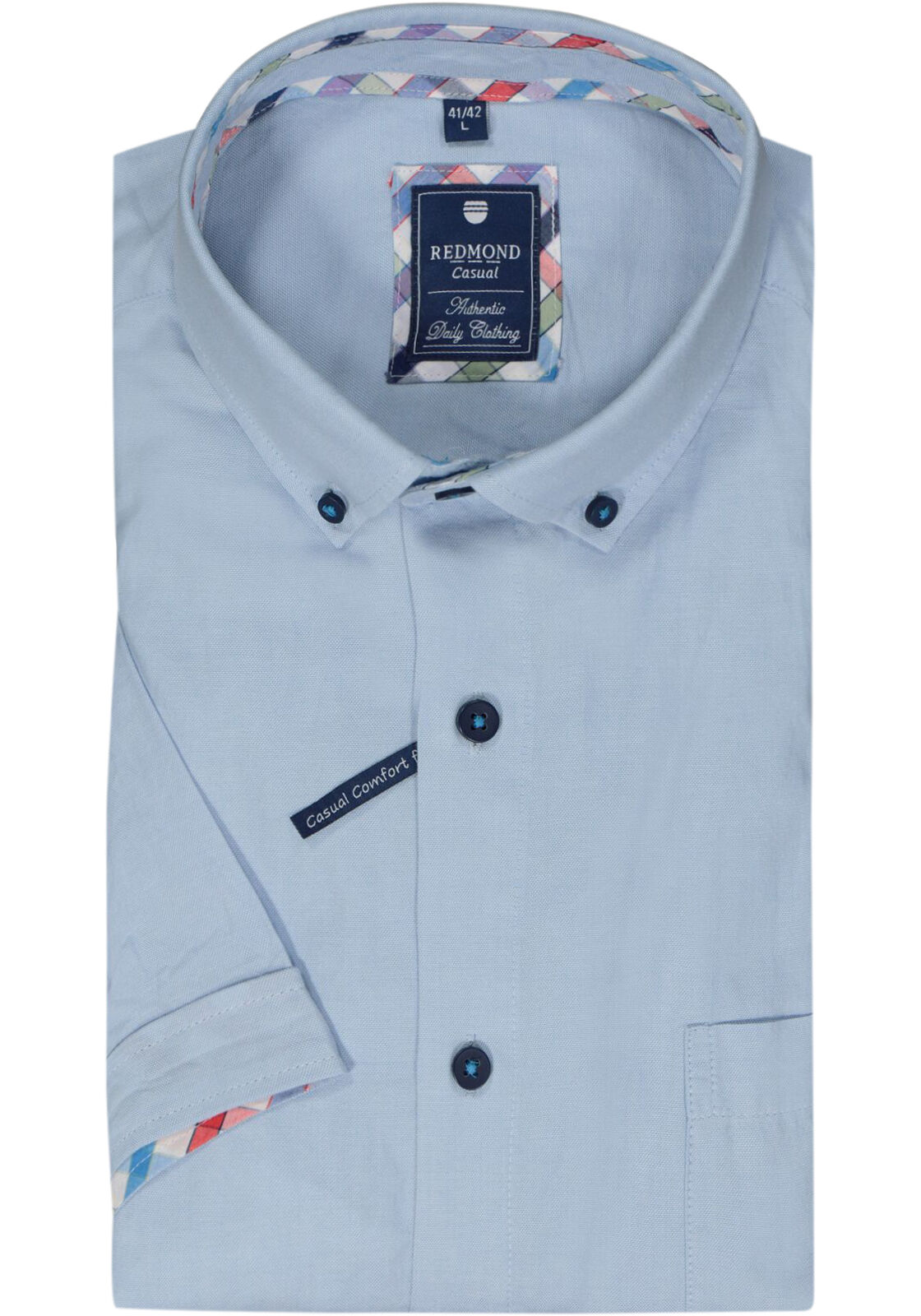 Redmond regular fit overhemd, korte mouw, Oxford, blauw