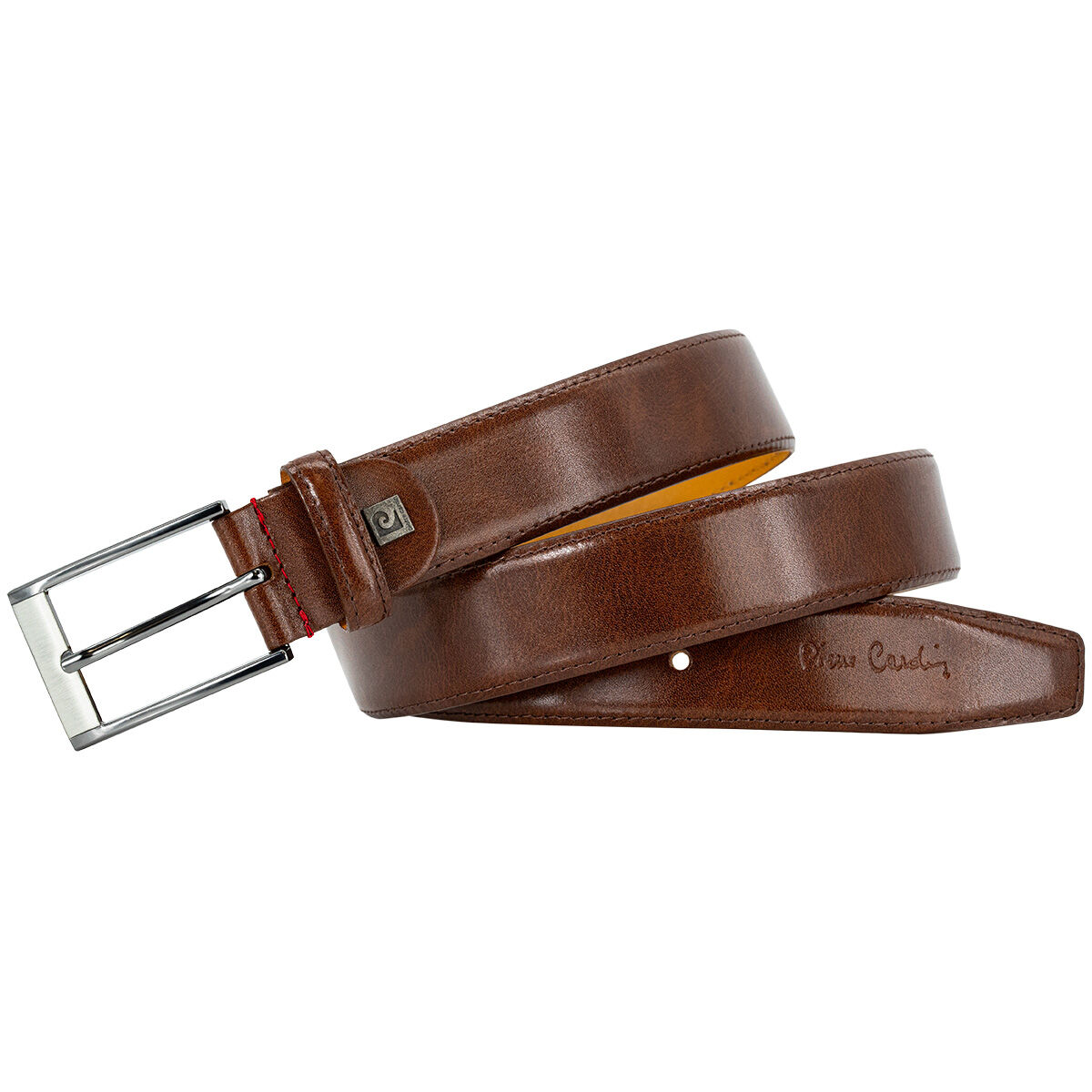 PIERRE CARDIN leren heren riem, mahonie bruin