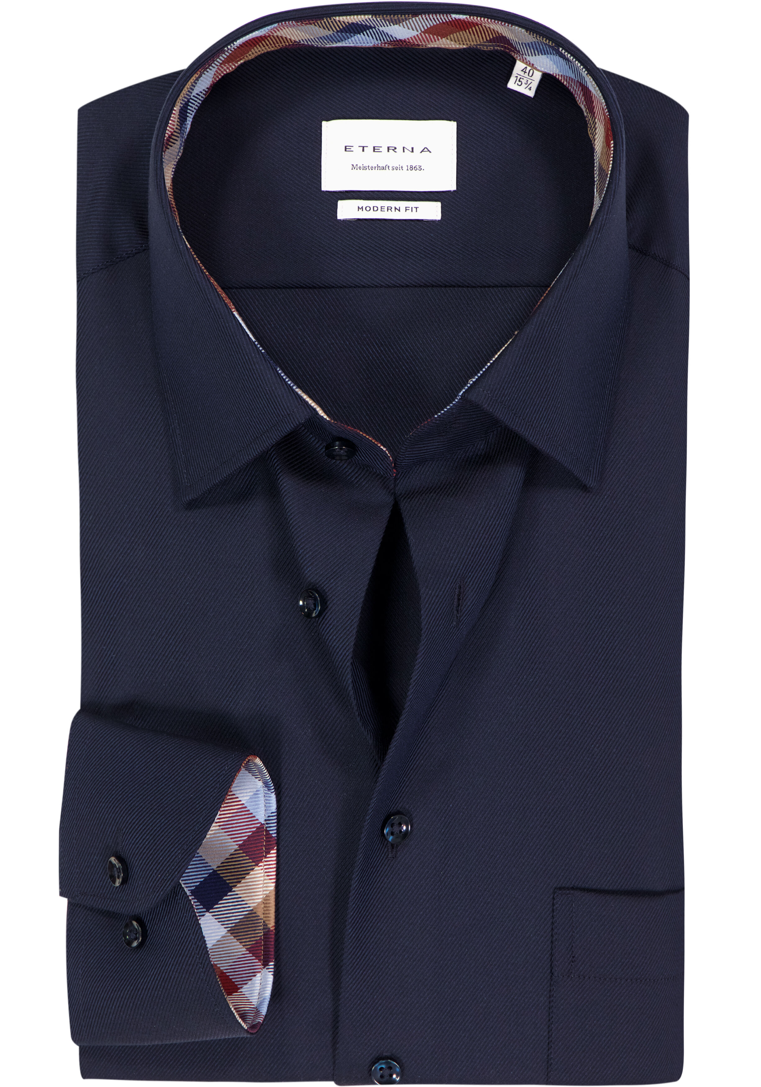 ETERNA modern fit overhemd, twill, donkerblauw