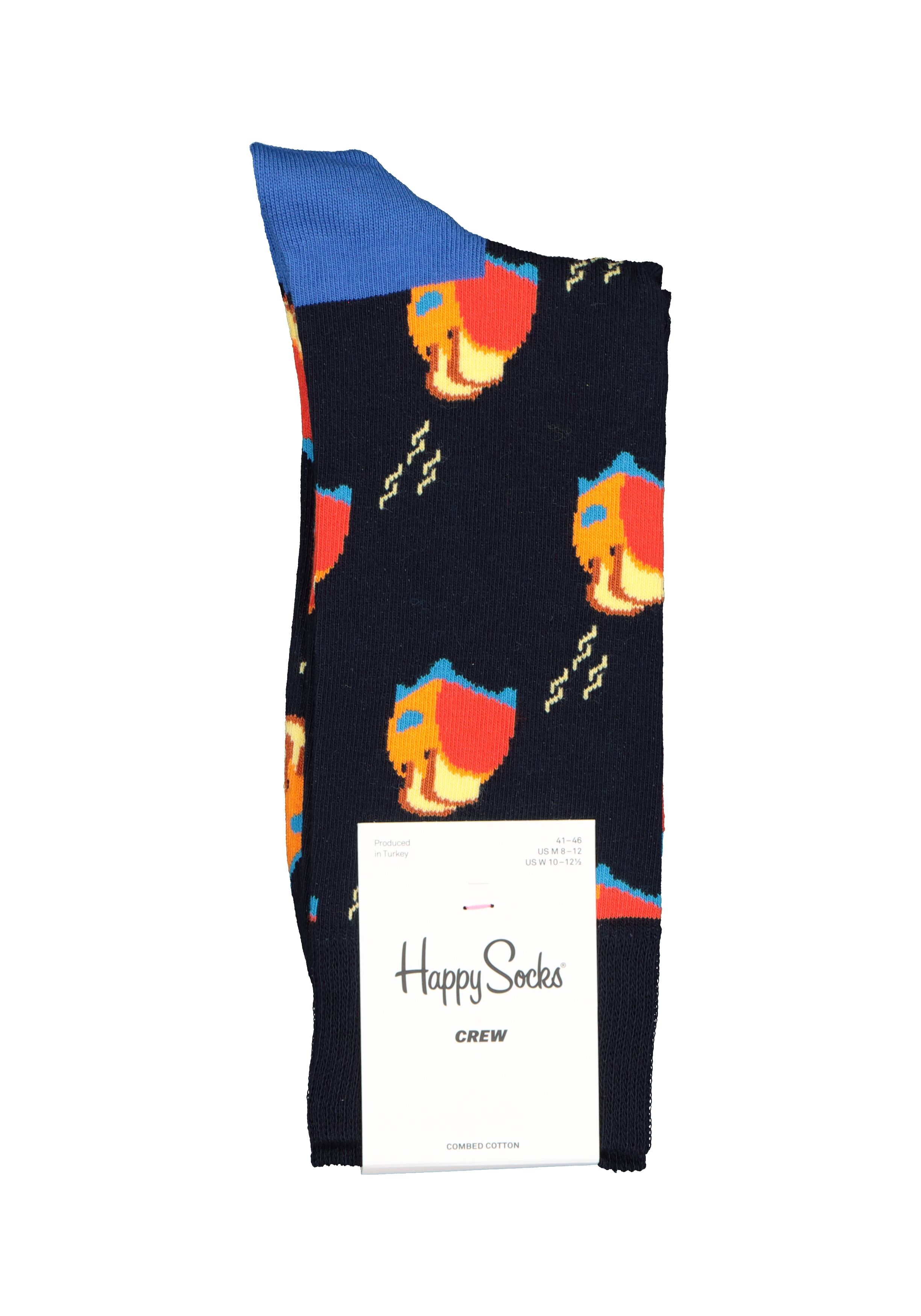 Happy Socks Have A Toast Sock, blauw met toast