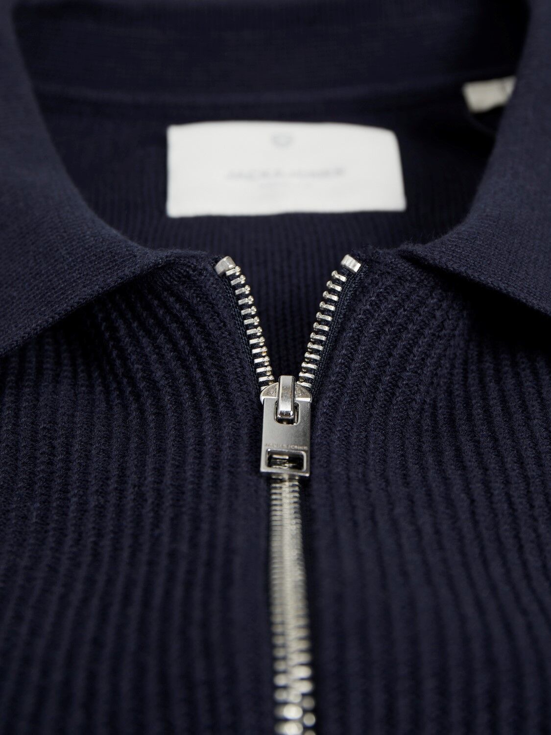 JACK & JONES Spring perfect knit cardigan slim fit, heren vest katoen met polo kraag, donkerblauw