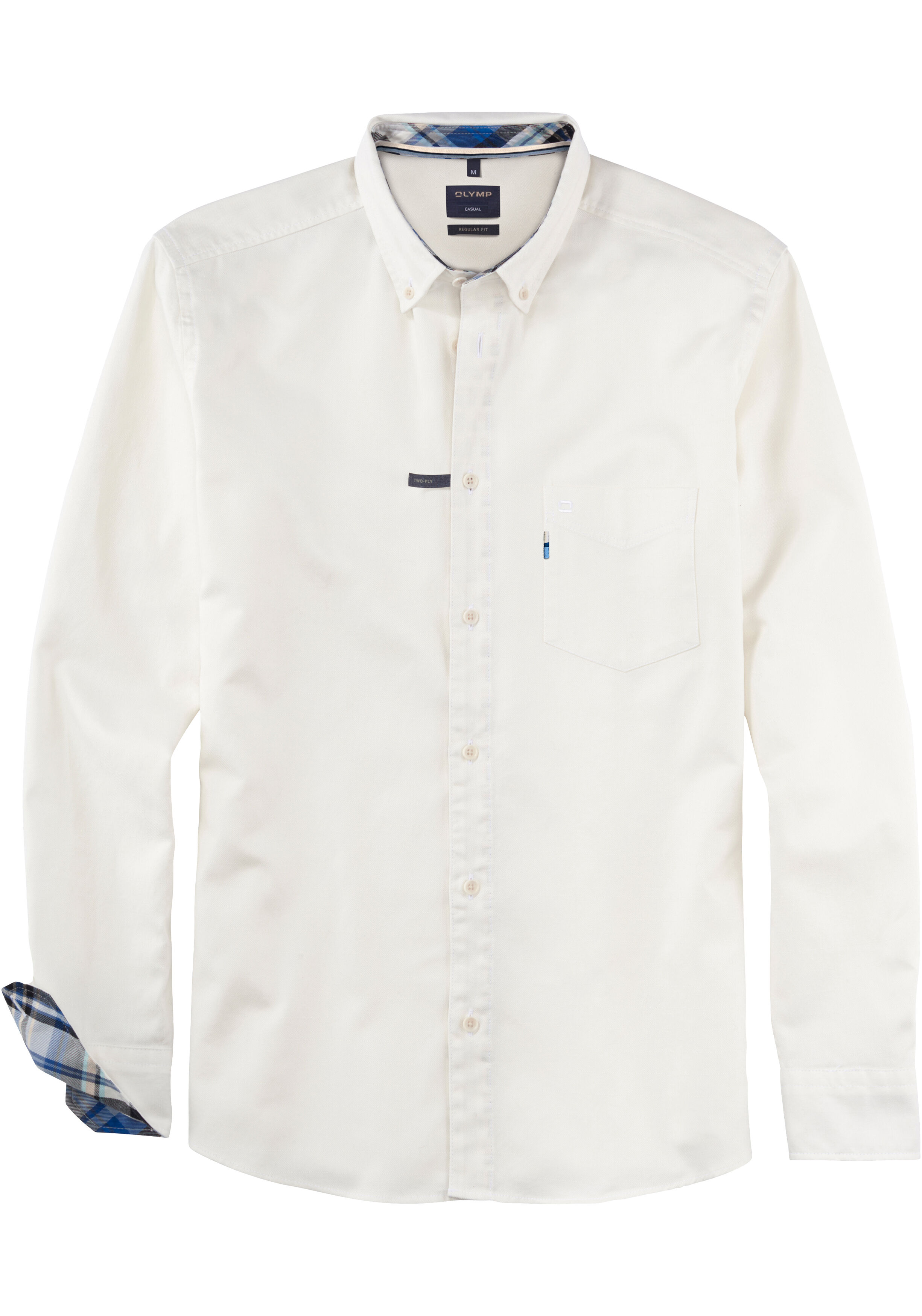 OLYMP Casual regular fit overhemd, structuur, wit geruit