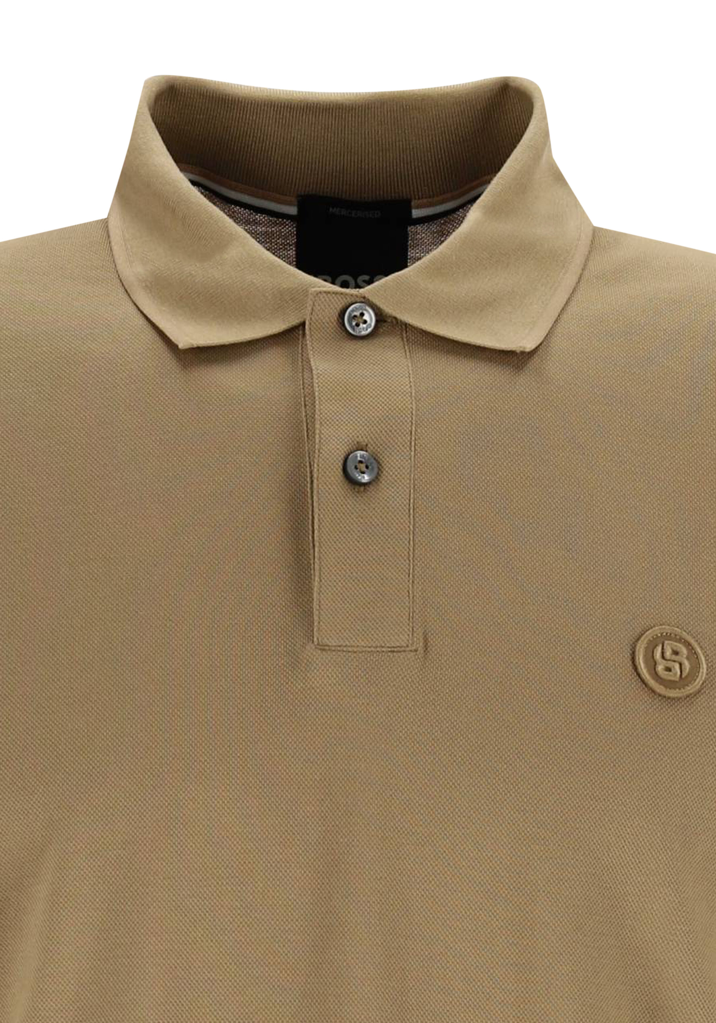 BOSS Parris regular fit heren polo, pique, donker beige