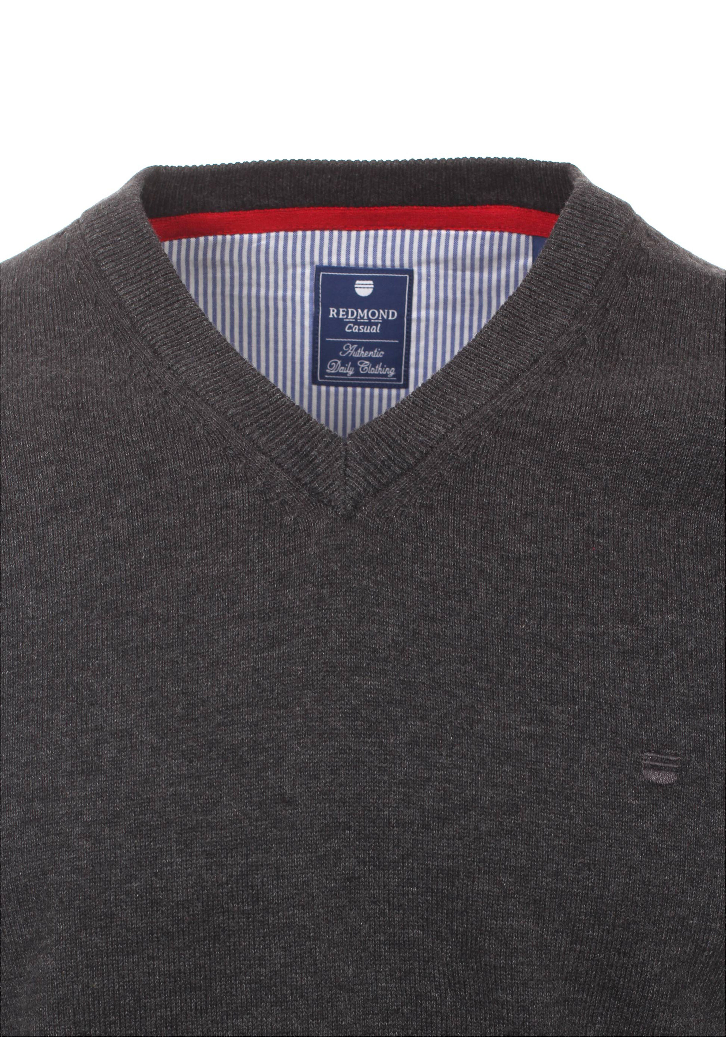 Redmond heren trui katoen, V-hals, antraciet