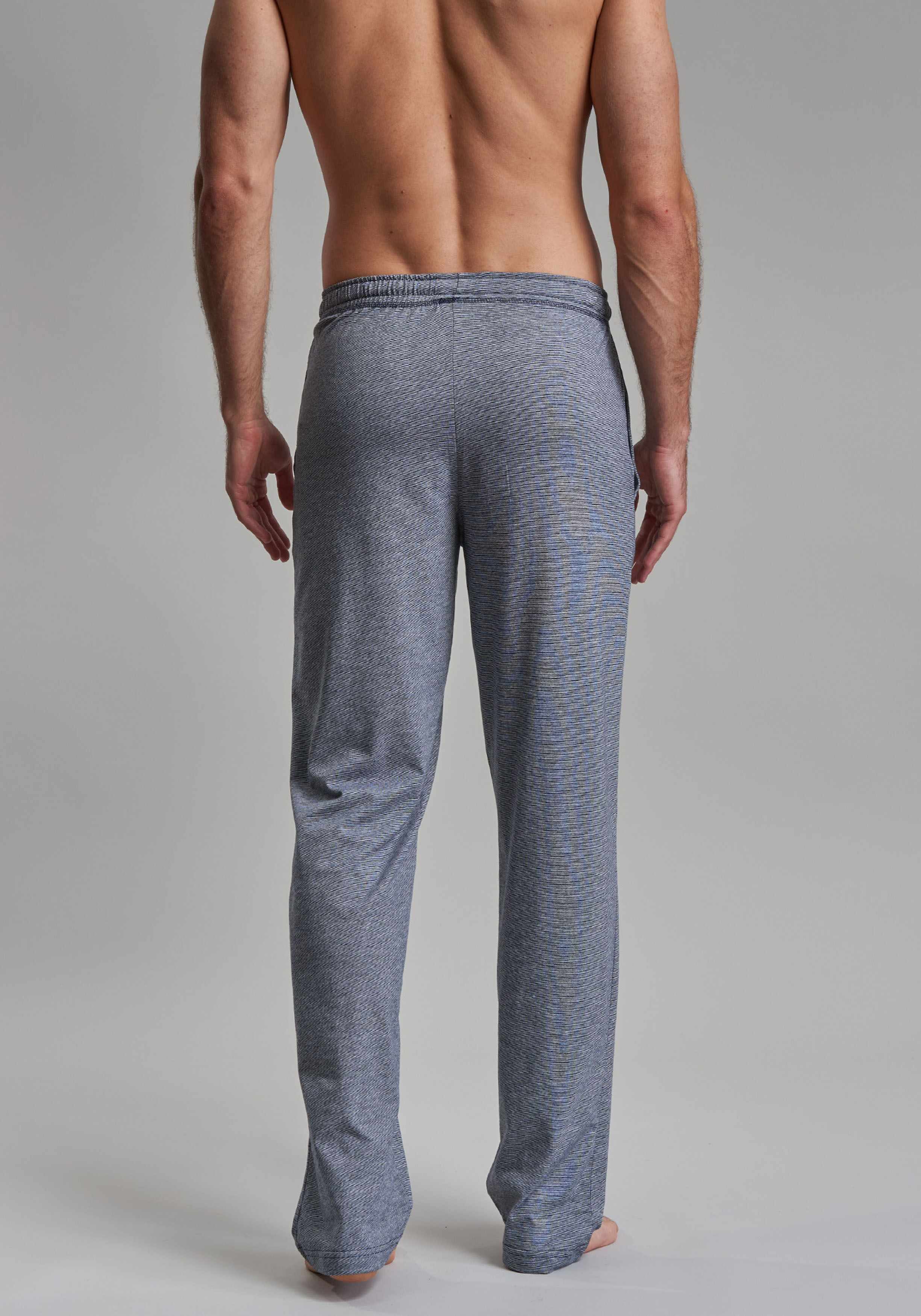 Gotzburg heren pyjama- of loungebroek, middenblauw melange