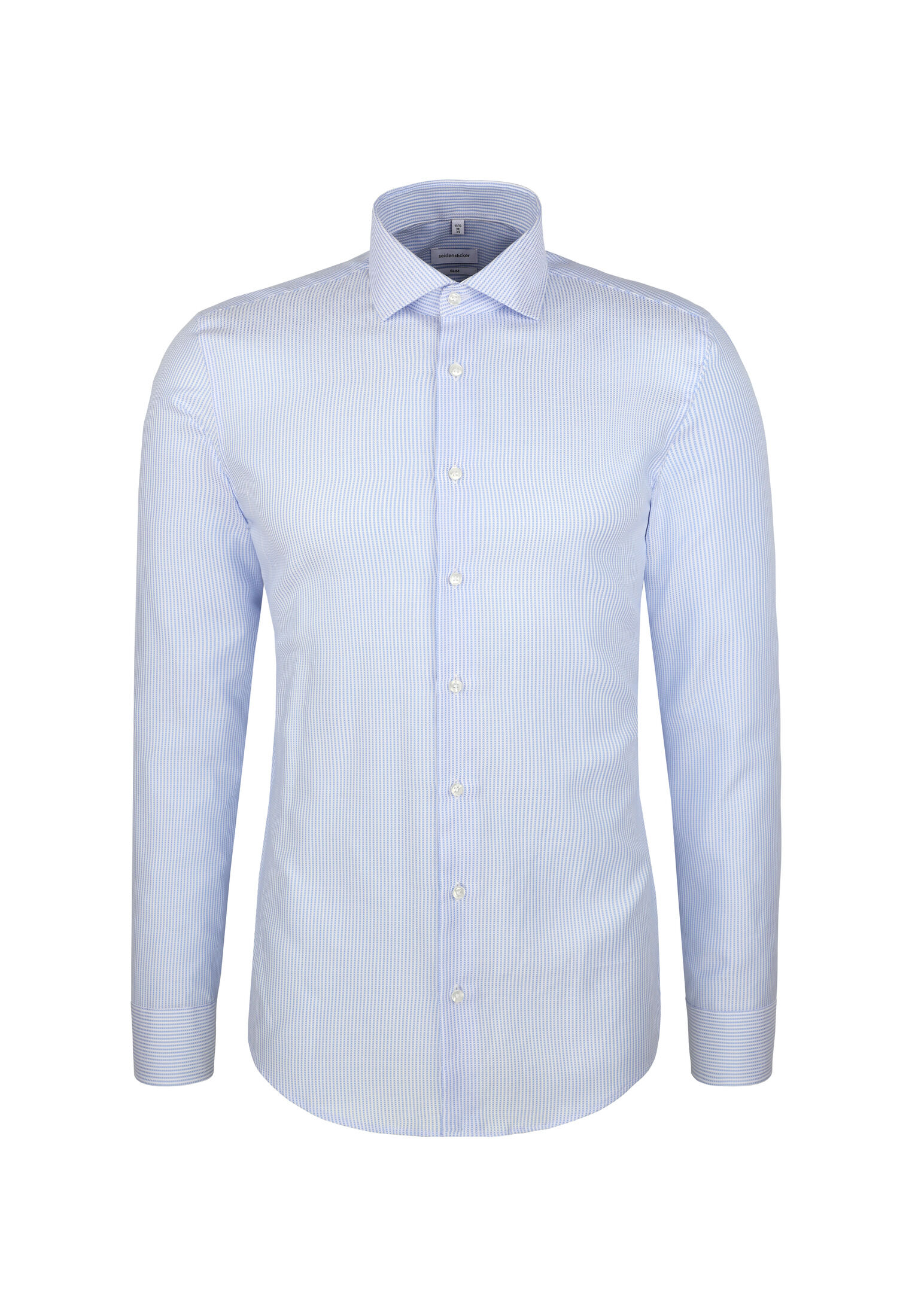 Seidensticker shaped fit overhemd, structuur, blauw