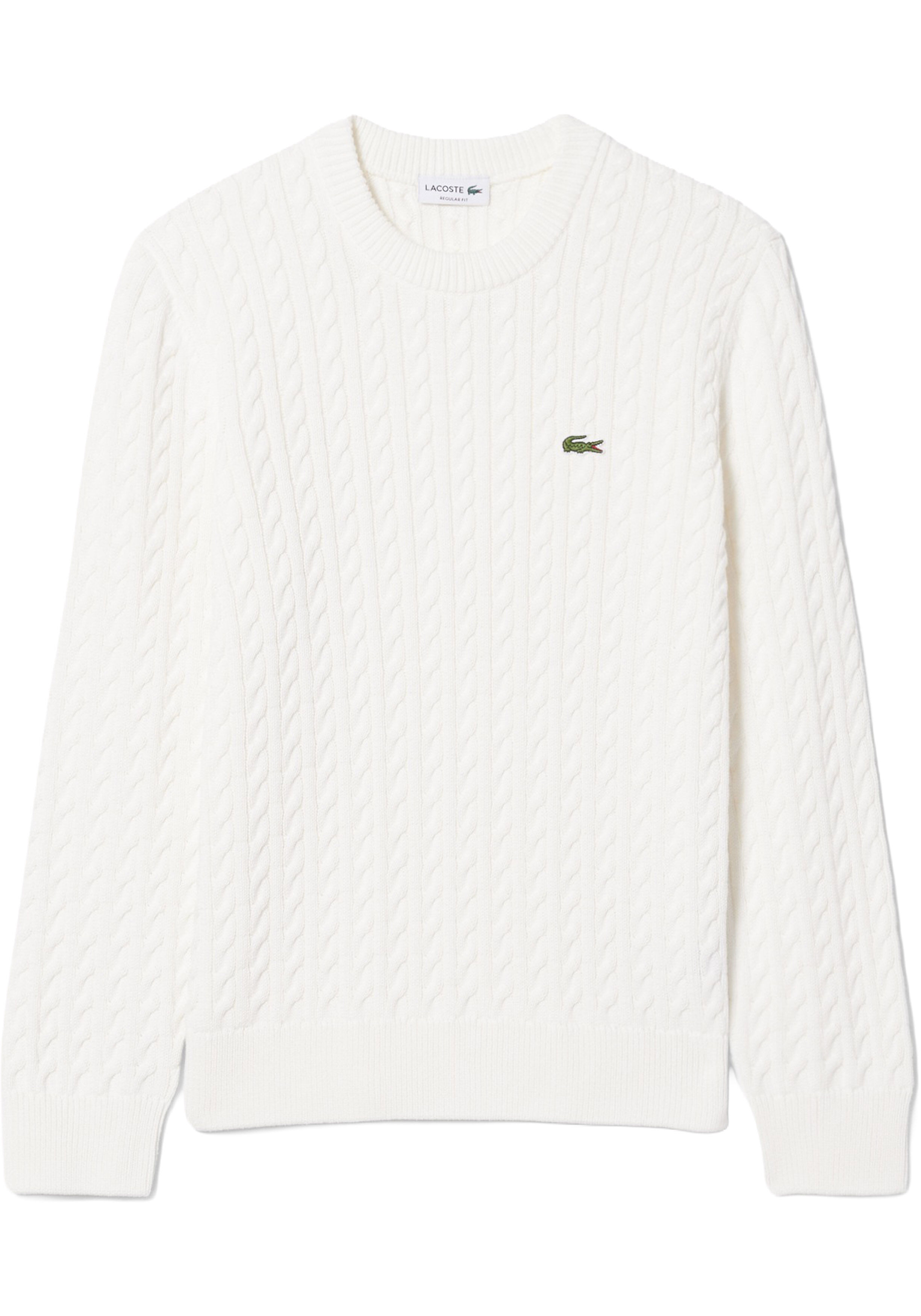 Lacoste herentrui katoen, O-hals, bloemwit