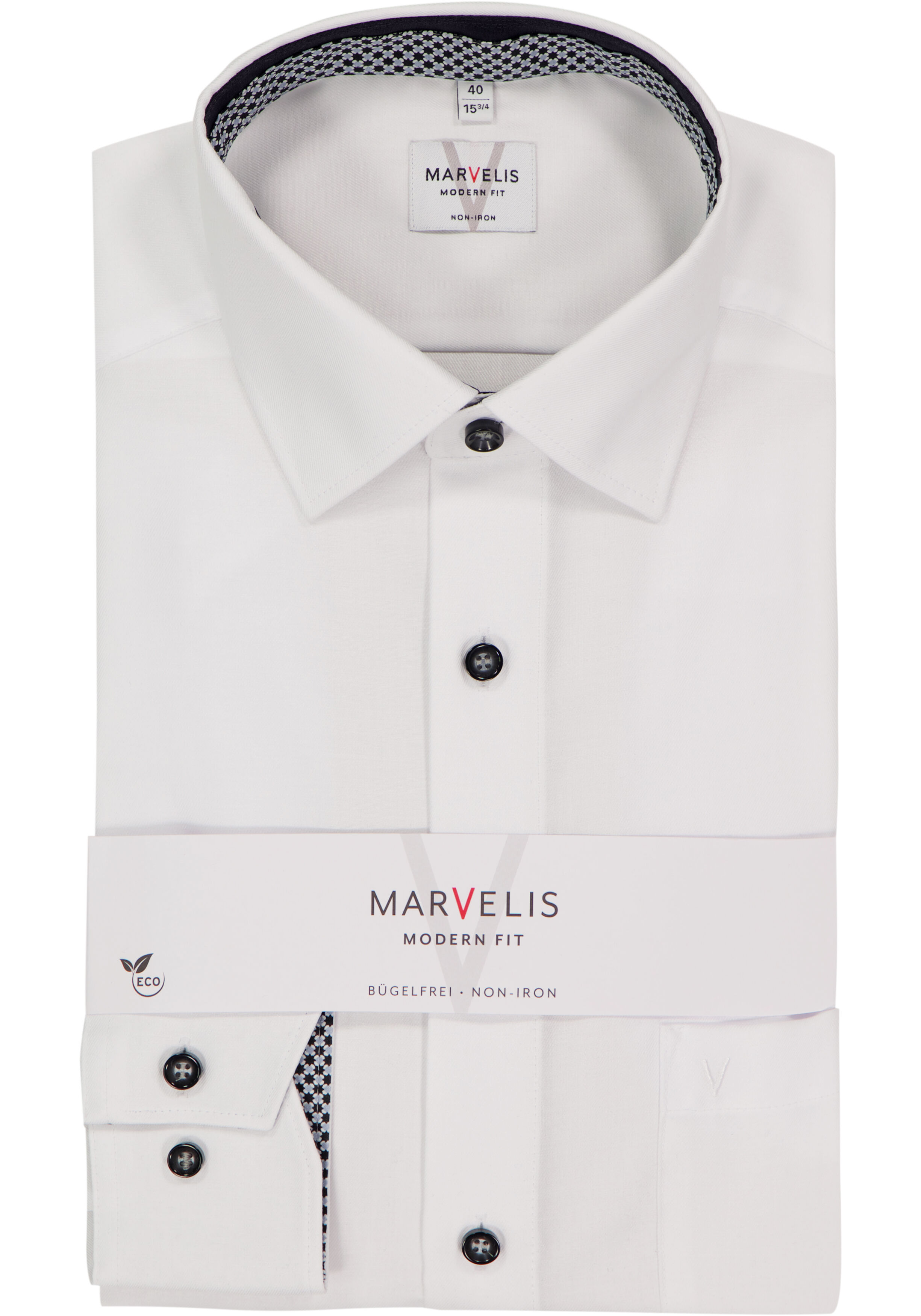 MARVELIS modern fit overhemd, twill, wit