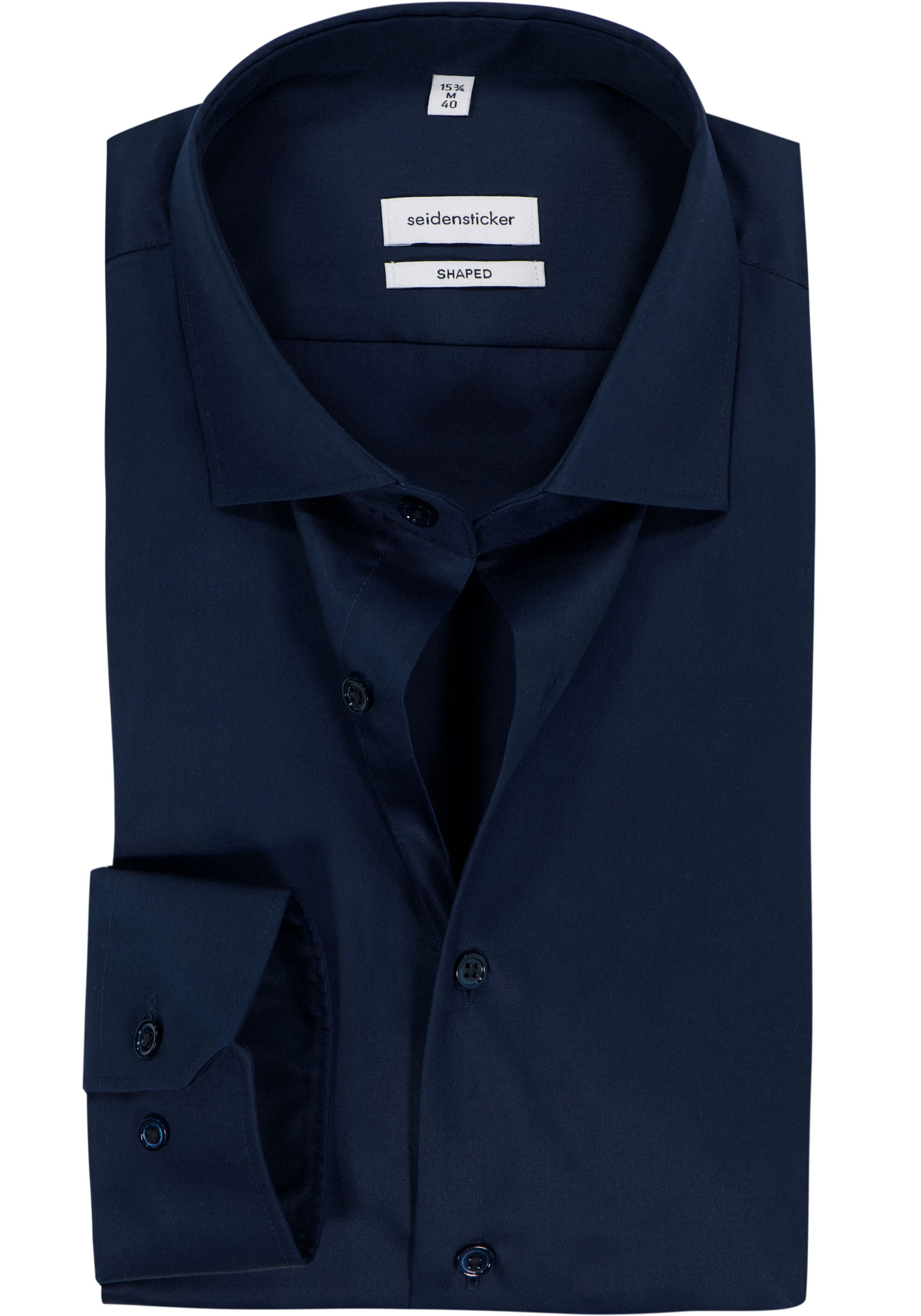 Seidensticker shaped fit overhemd, popeline, blauw