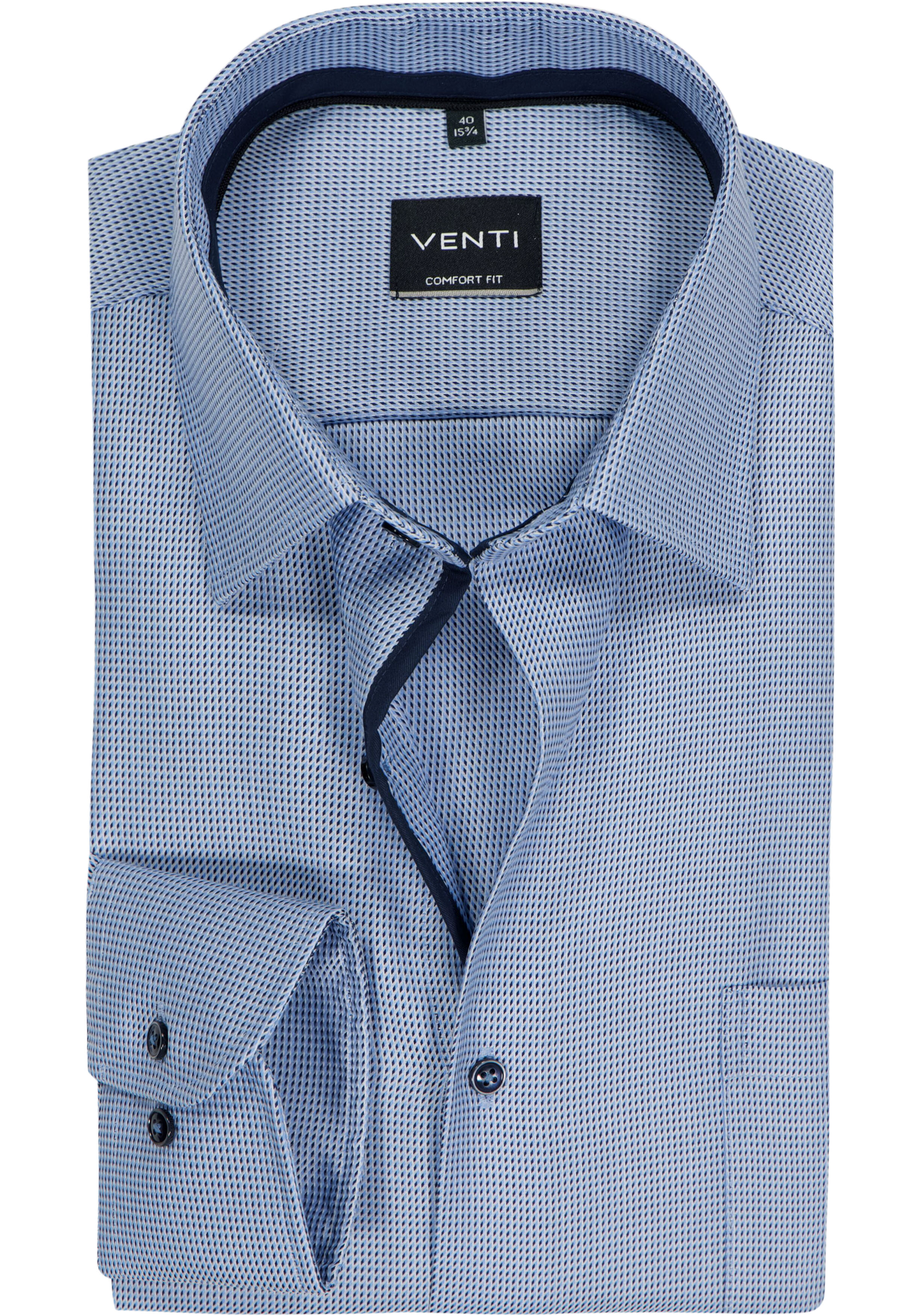 VENTI CASA MODA comfort fit overhemd, structuur, blauw