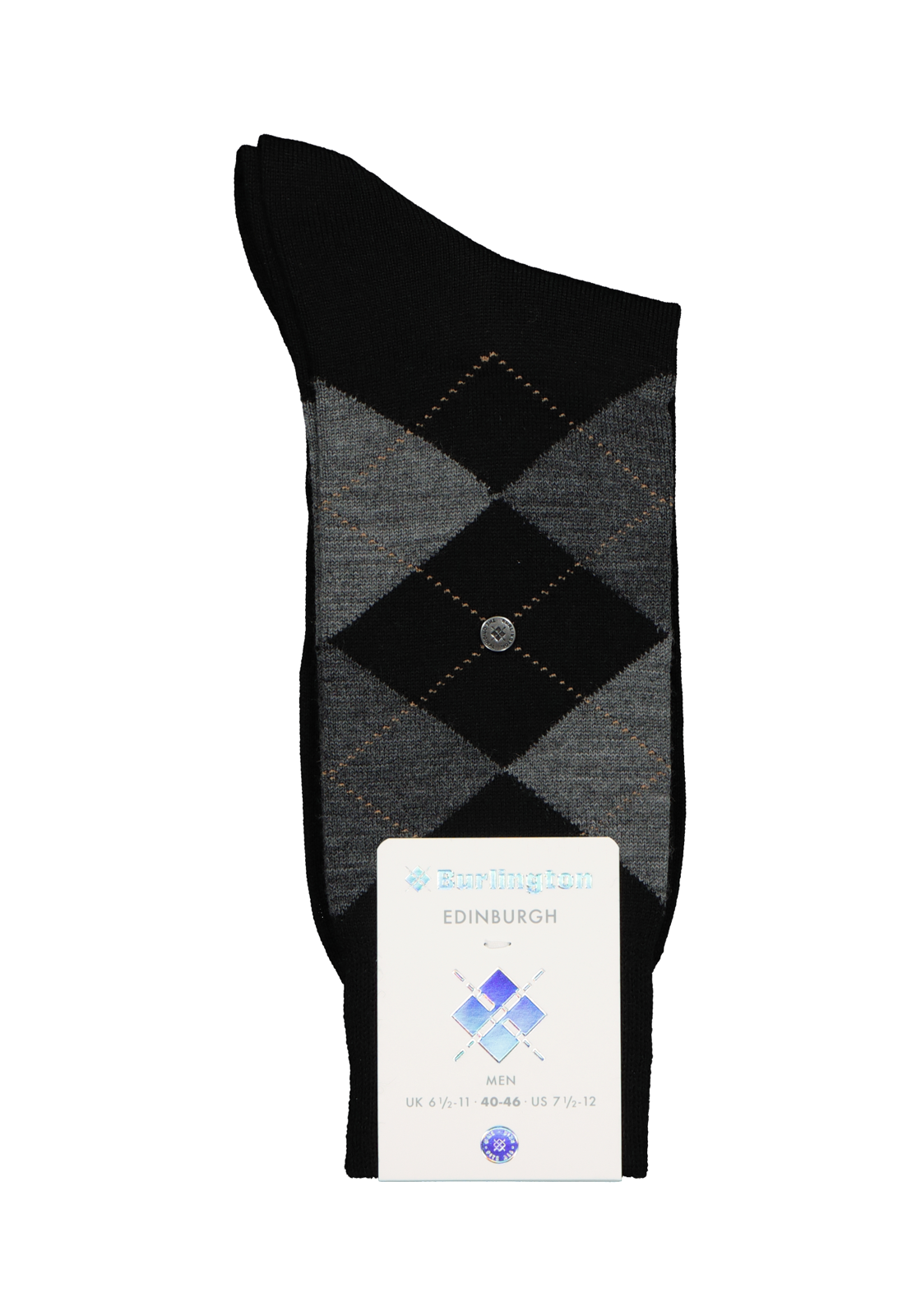 3-4049508003386_burlington_sokken_HR Burlington Edinburgh herensokken, wol, zwart met grijs