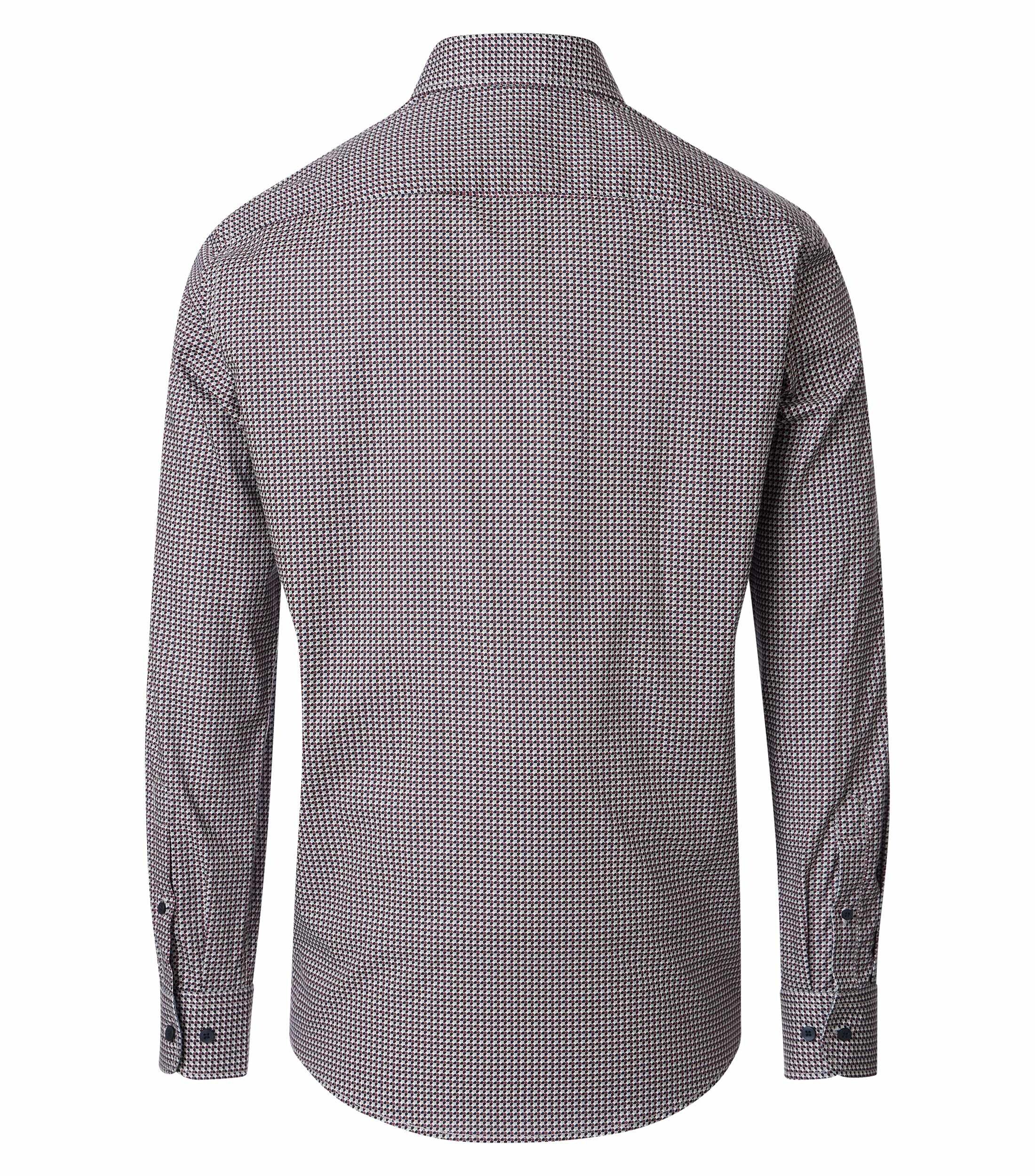 CASA MODA Sport casual fit overhemd, popeline, wit met blauw en rood dessin