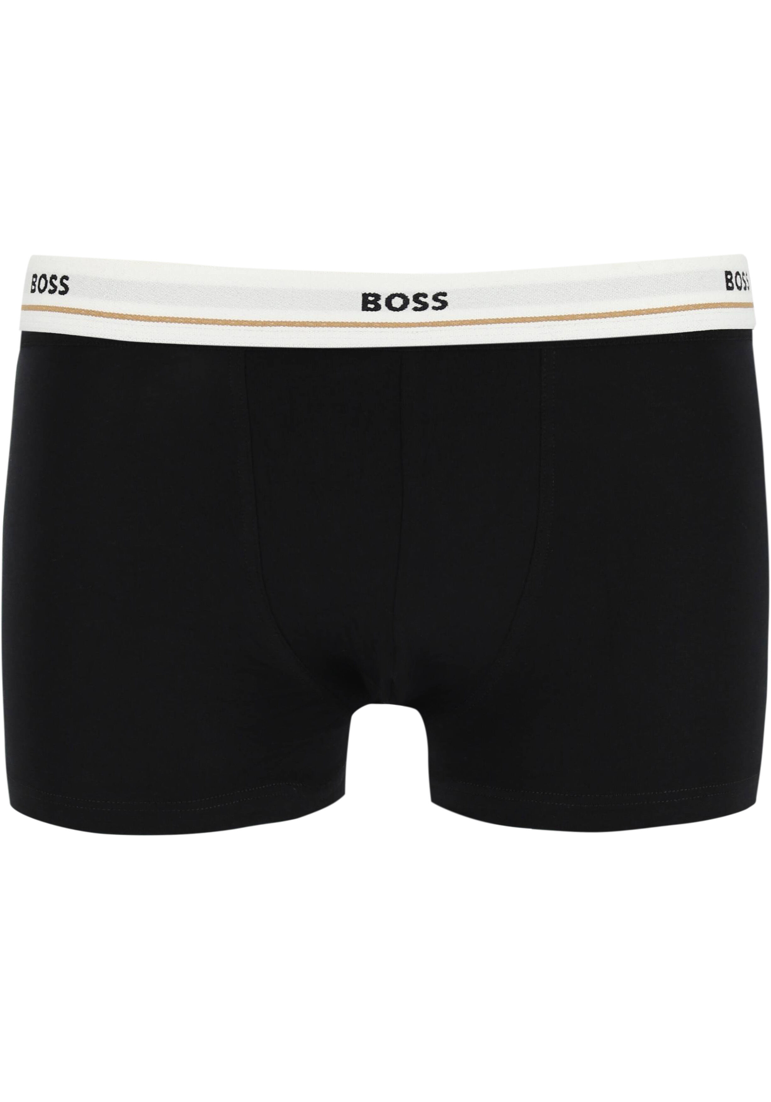 HUGO BOSS Essential trunks (5-pack), heren boxers kort, zwart met gekleurde tailleband