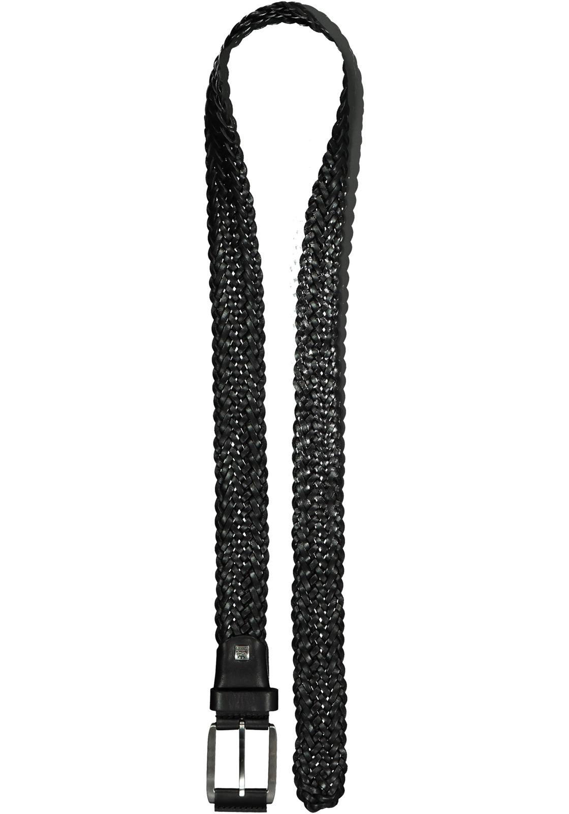 2-4032057127641_riemen_HR LINDENMANN leren heren riem, zwart gevlochten