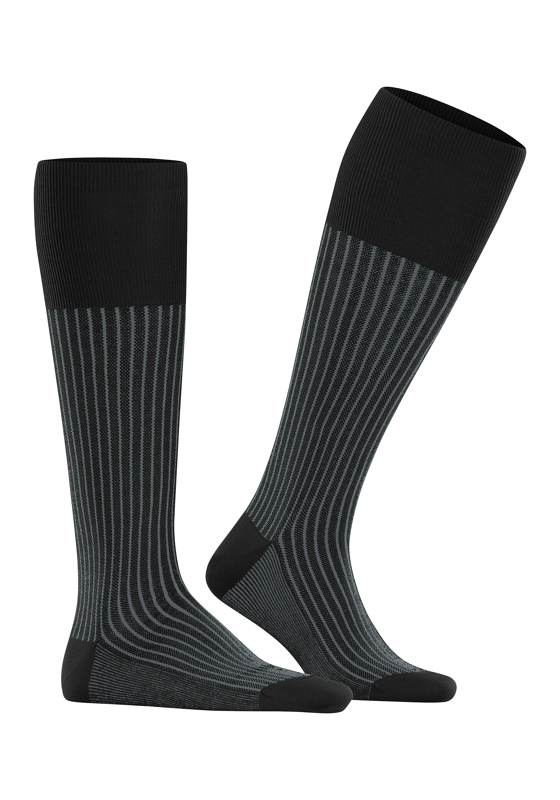 FALKE Oxford Stripe heren kniekousen, zwart (black-mix) FALKE Oxford Stripe heren kniekousen, zwart (black-mix)
