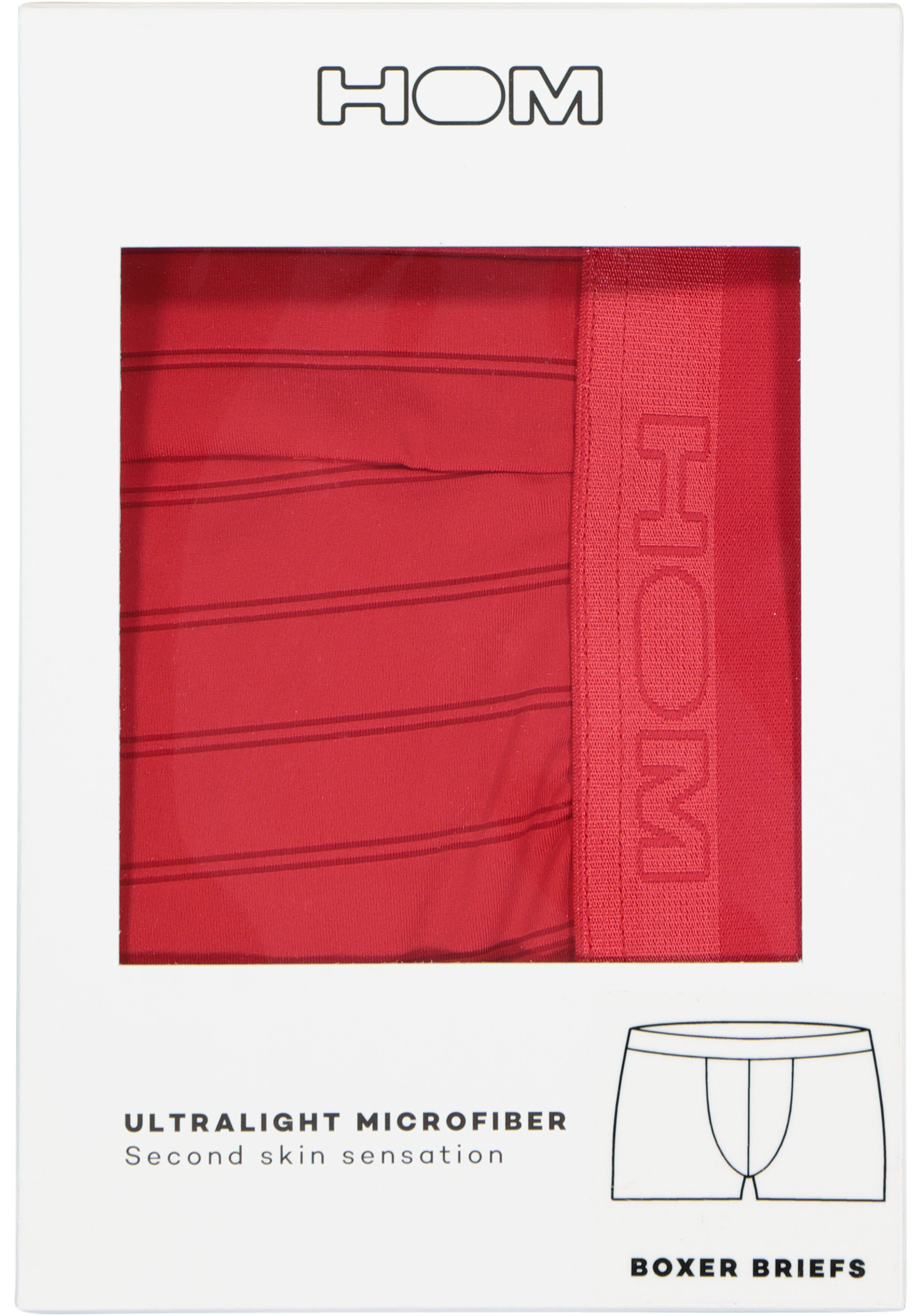 HOM Chic boxer briefs (1-pack), heren boxer microfiber kort, rood