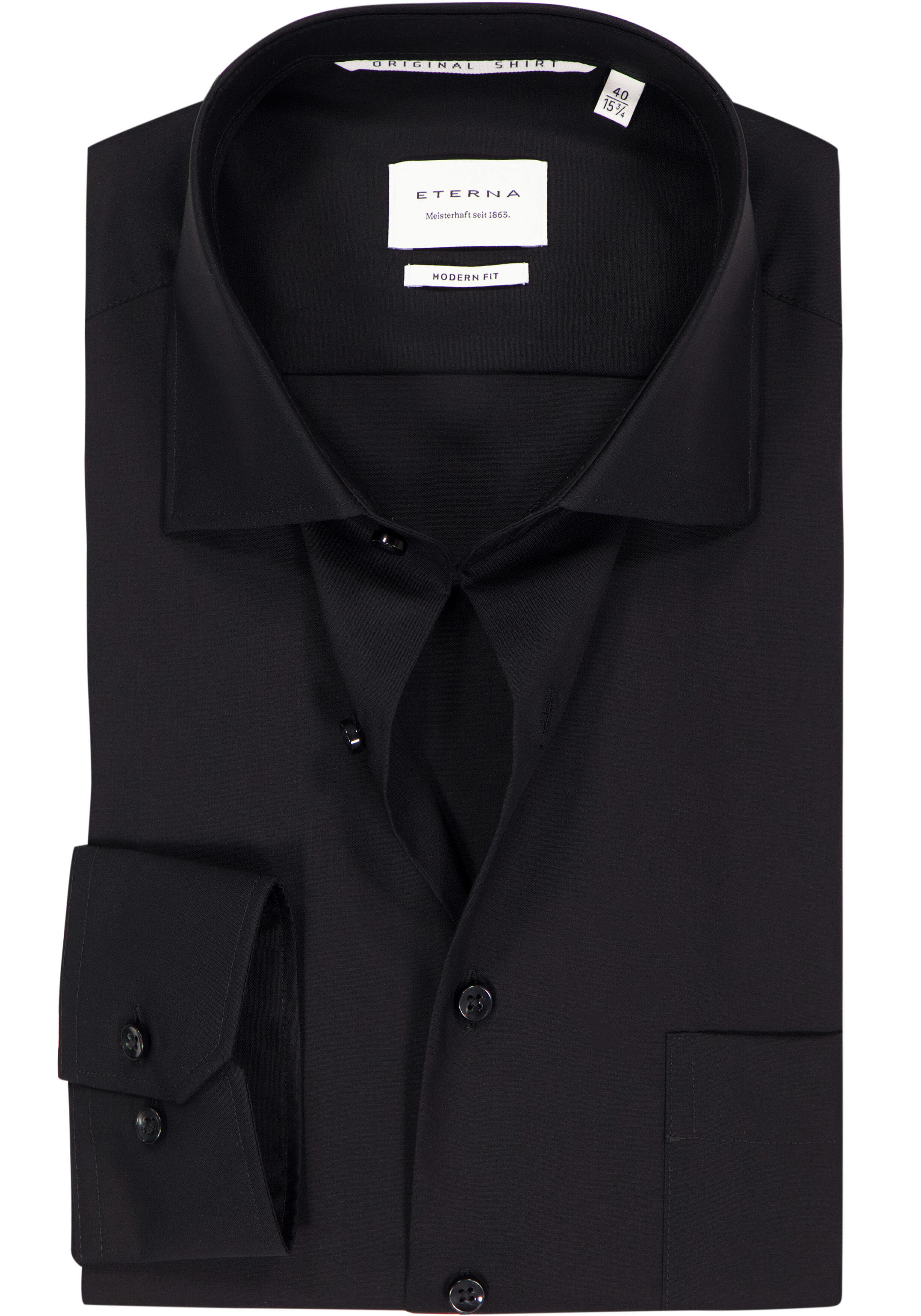 ETERNA modern fit overhemd, popeline, zwart