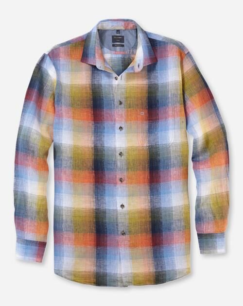 OLYMP Casual modern fit overhemd, structuur, rood geruit