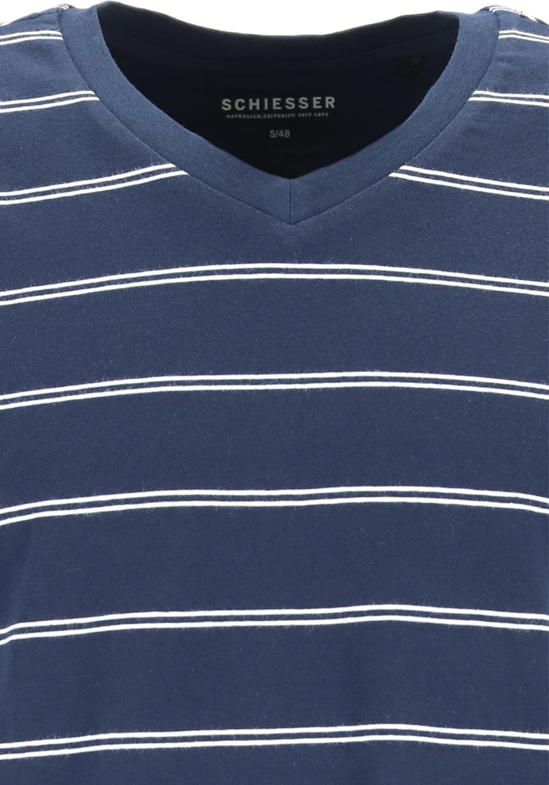 7-4007064786488-schiesser-SCHIESSER_PJ_blauw_159622803_detail_HR SCHIESSER heren pyjama, V-hals, blauw met wit gestreept