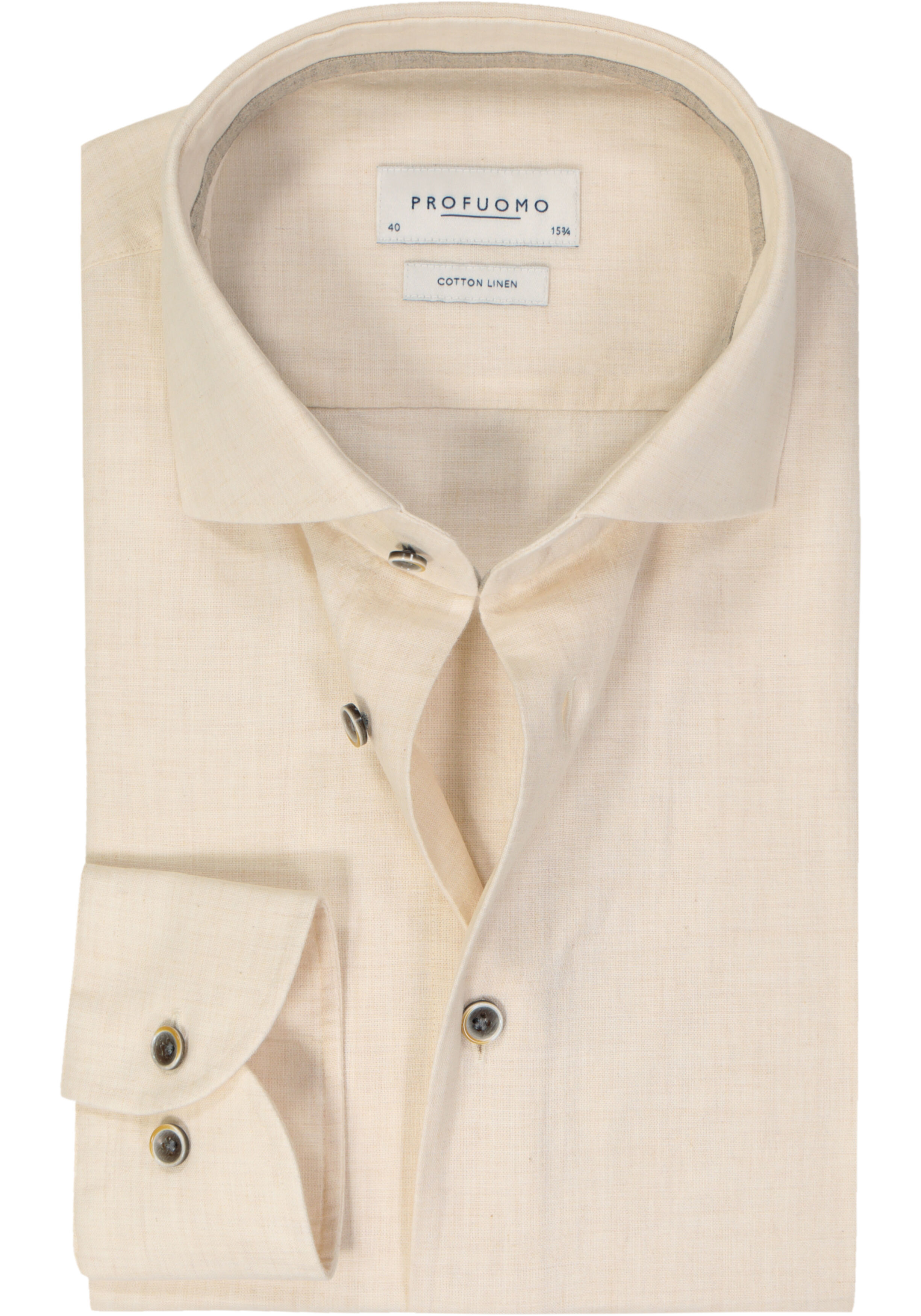 Profuomo slim fit heren overhemd, Oxford, off white