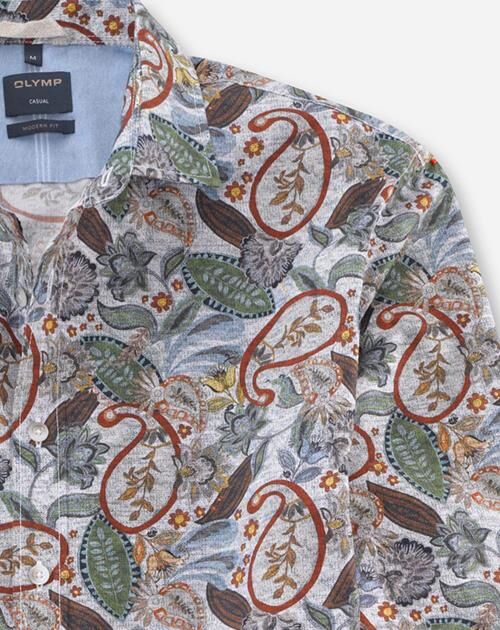 OLYMP Casual modern fit overhemd, popeline, gebroken wit dessin