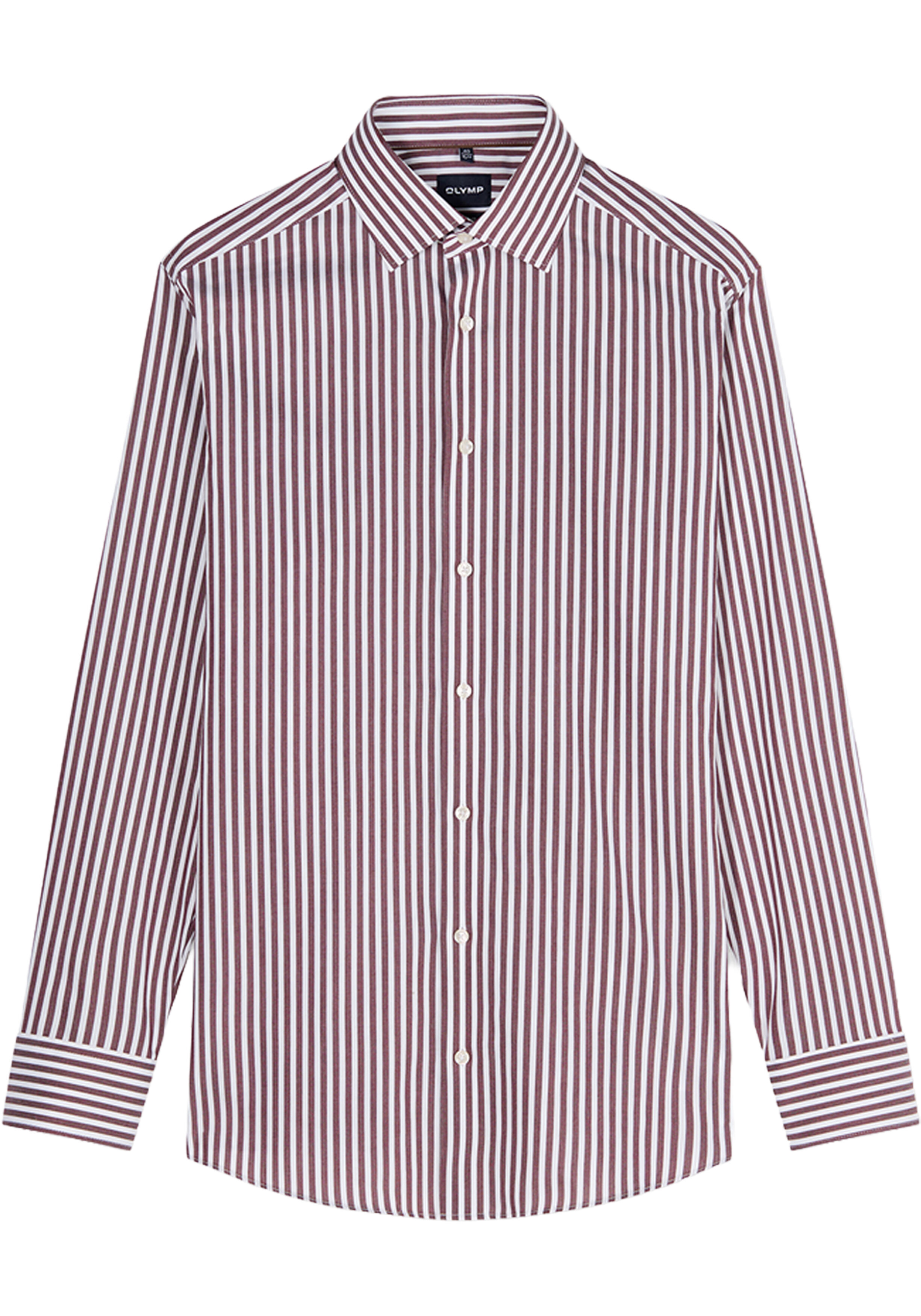 OLYMP Luxor modern fit overhemd, popeline, bordeaux rood met wit gestreept