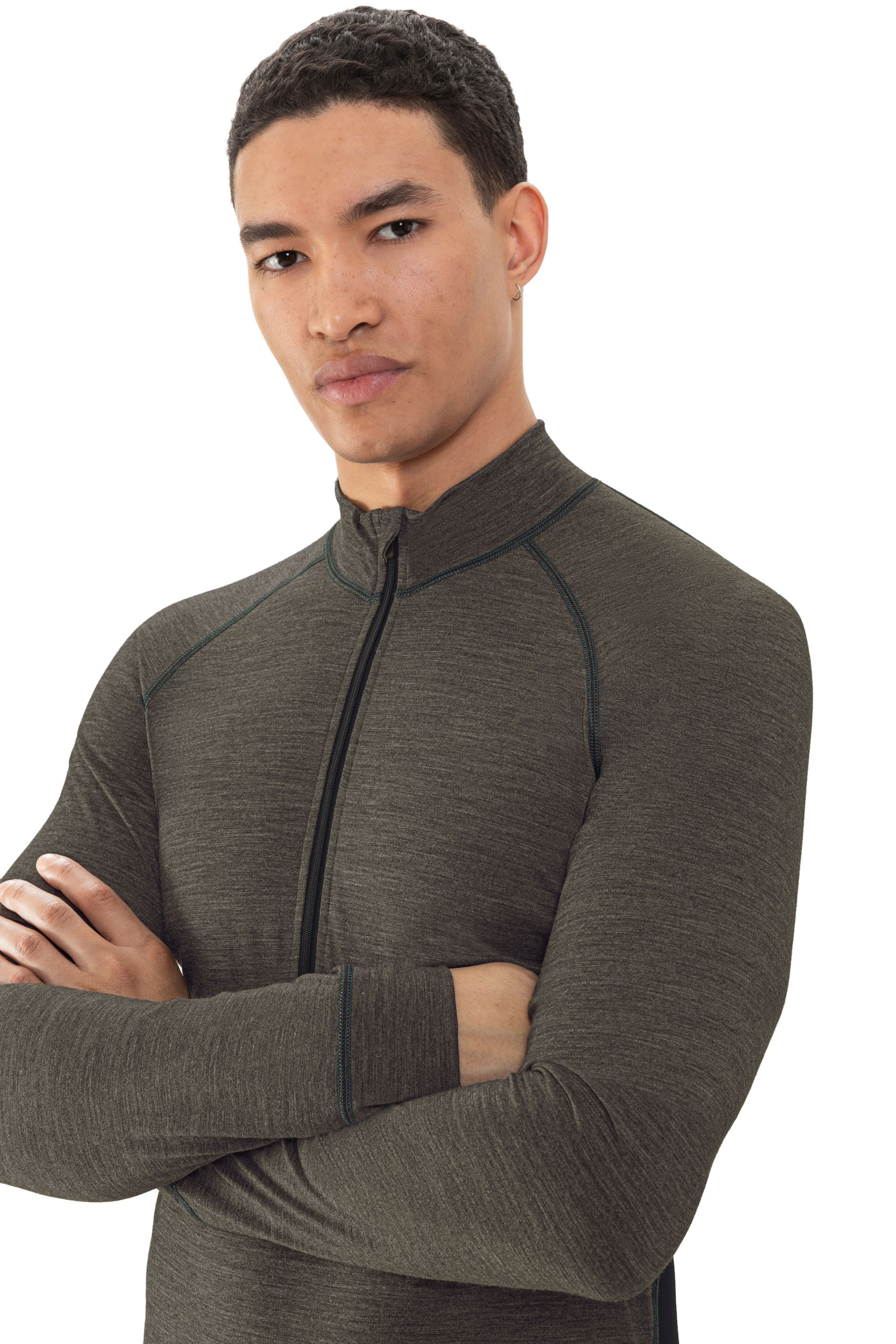 Mey heren T-shirt long sleeve Prfrmnc+, thermo T-shirt lange mouw gedempt olijfgroen