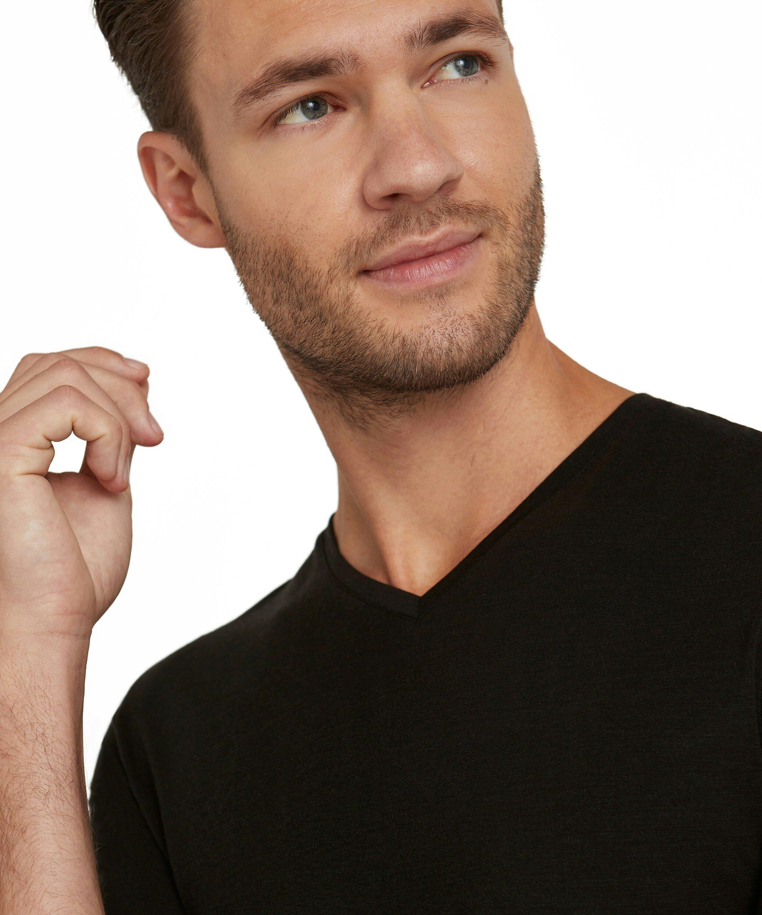 FALKE heren T-shirt Daily Climawool, korte mouw, zwart (black)