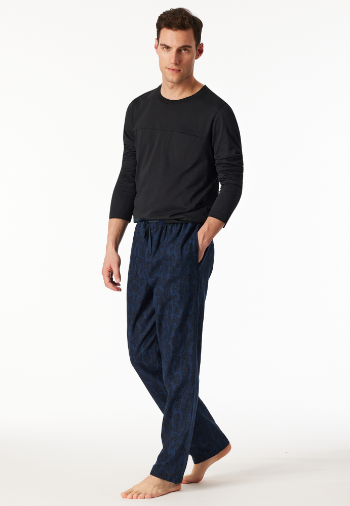 SCHIESSER Mix + Relax Pantalon, heren loungebroek, nachtblauw dessin