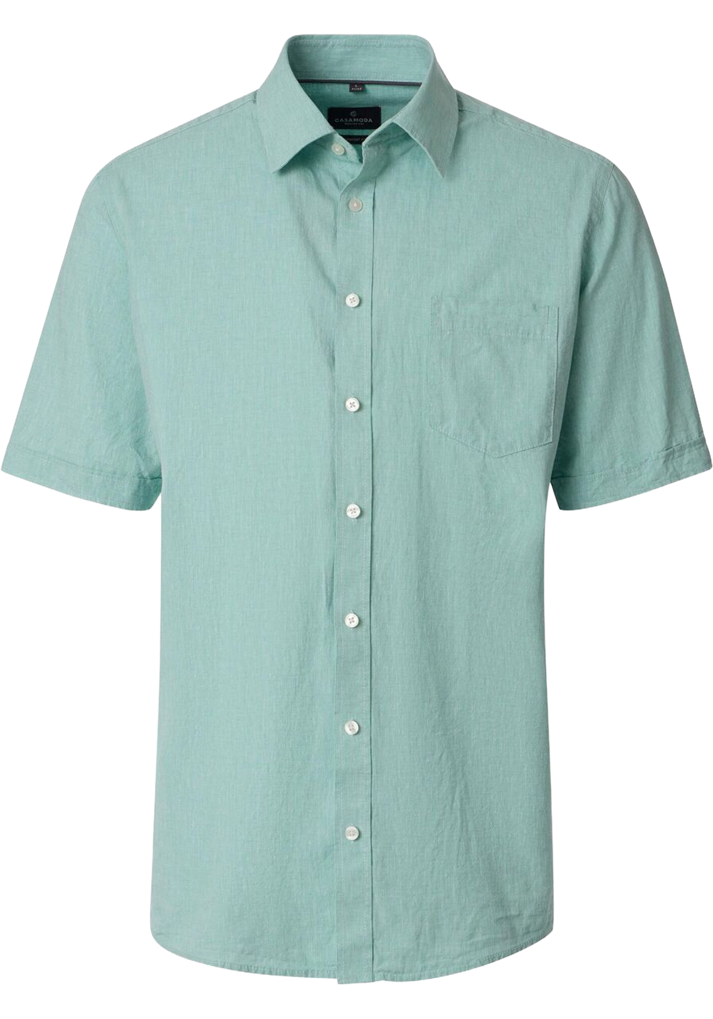 CASA MODA Sport casual fit overhemd, korte mouw, structuur, lichtgroen