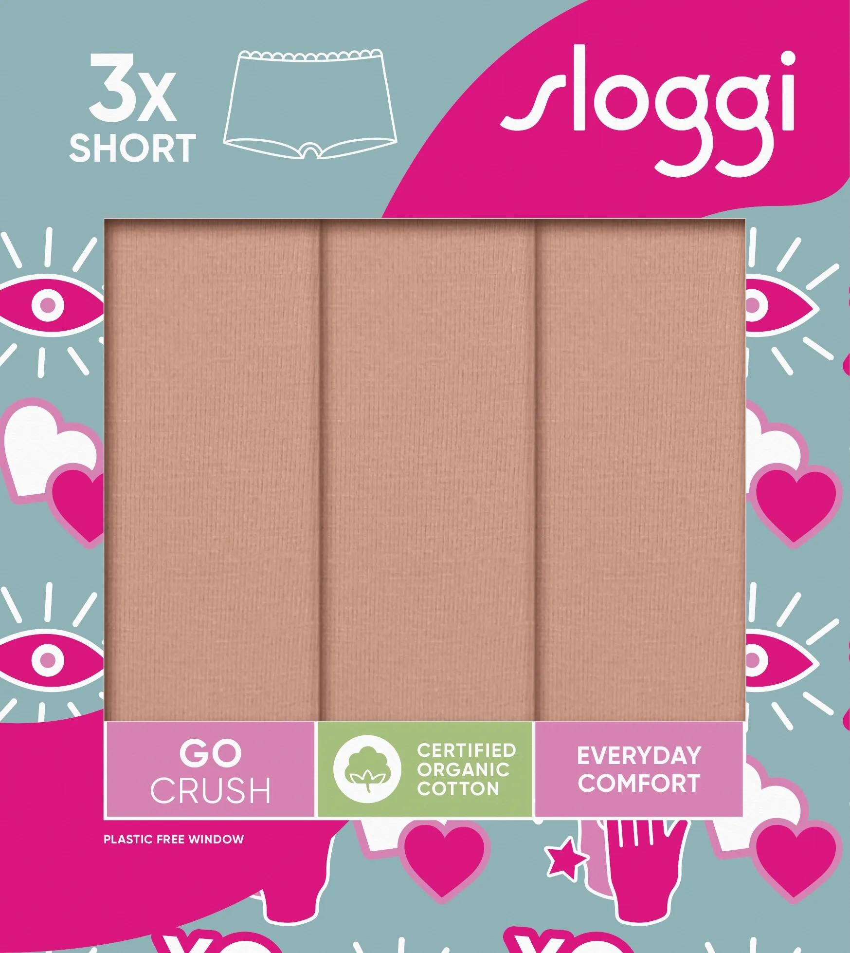 Sloggi Women GO Crush Short (3-pack), dames boxer, beige