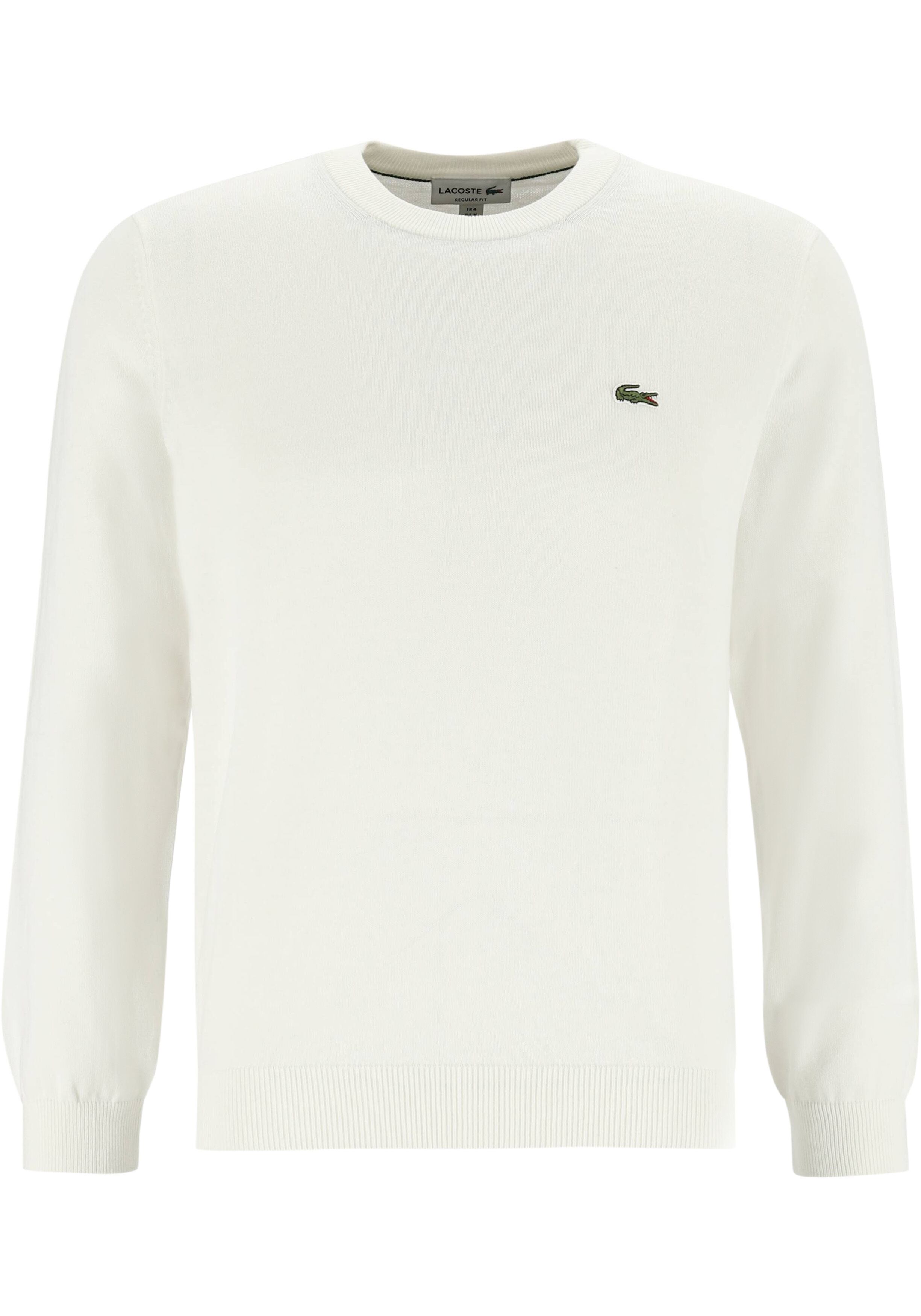 Lacoste herentrui katoen, O-hals, bloemwit