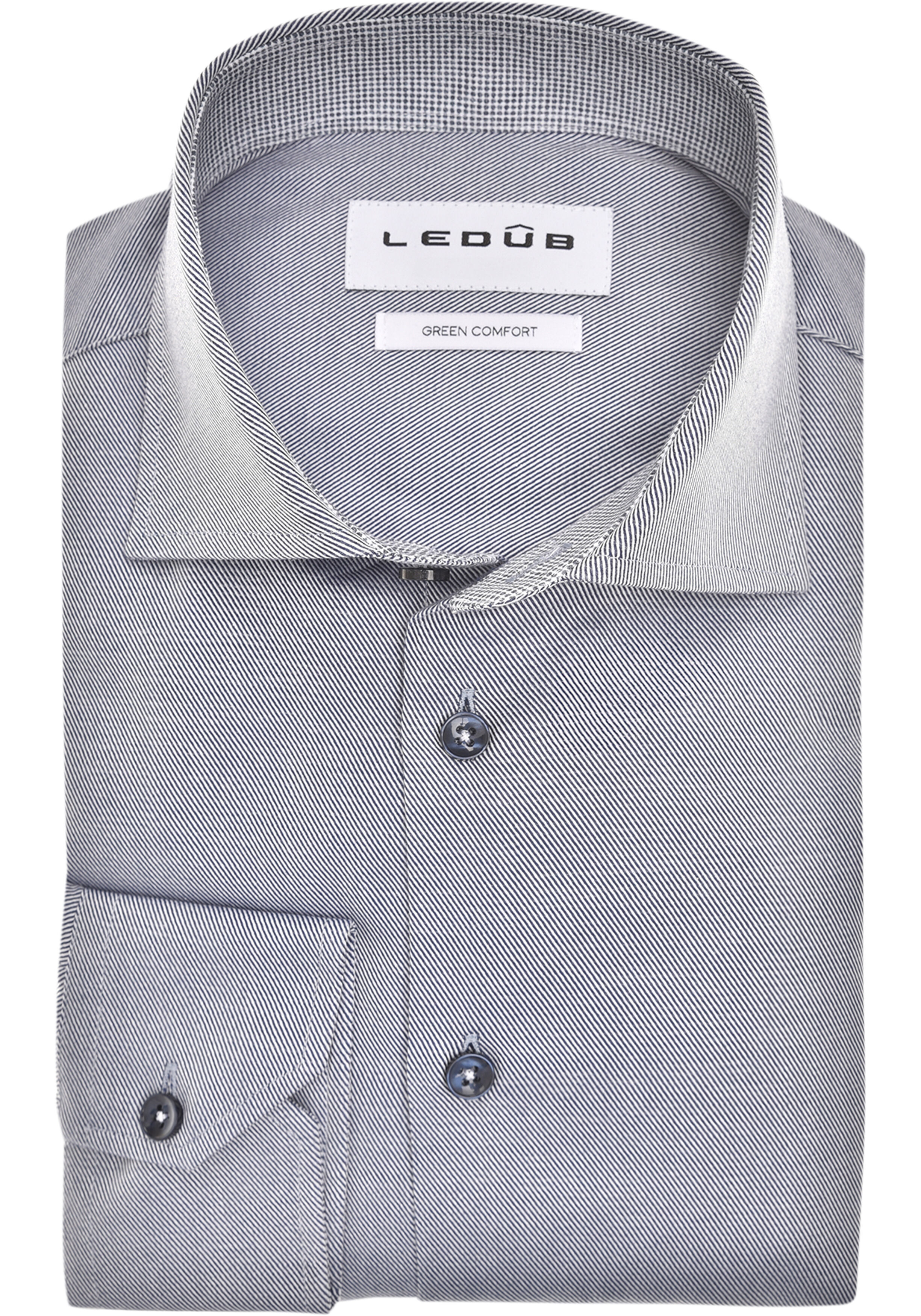 Ledub modern fit overhemd, mouwlengte 72 cm, twill, donkerblauw