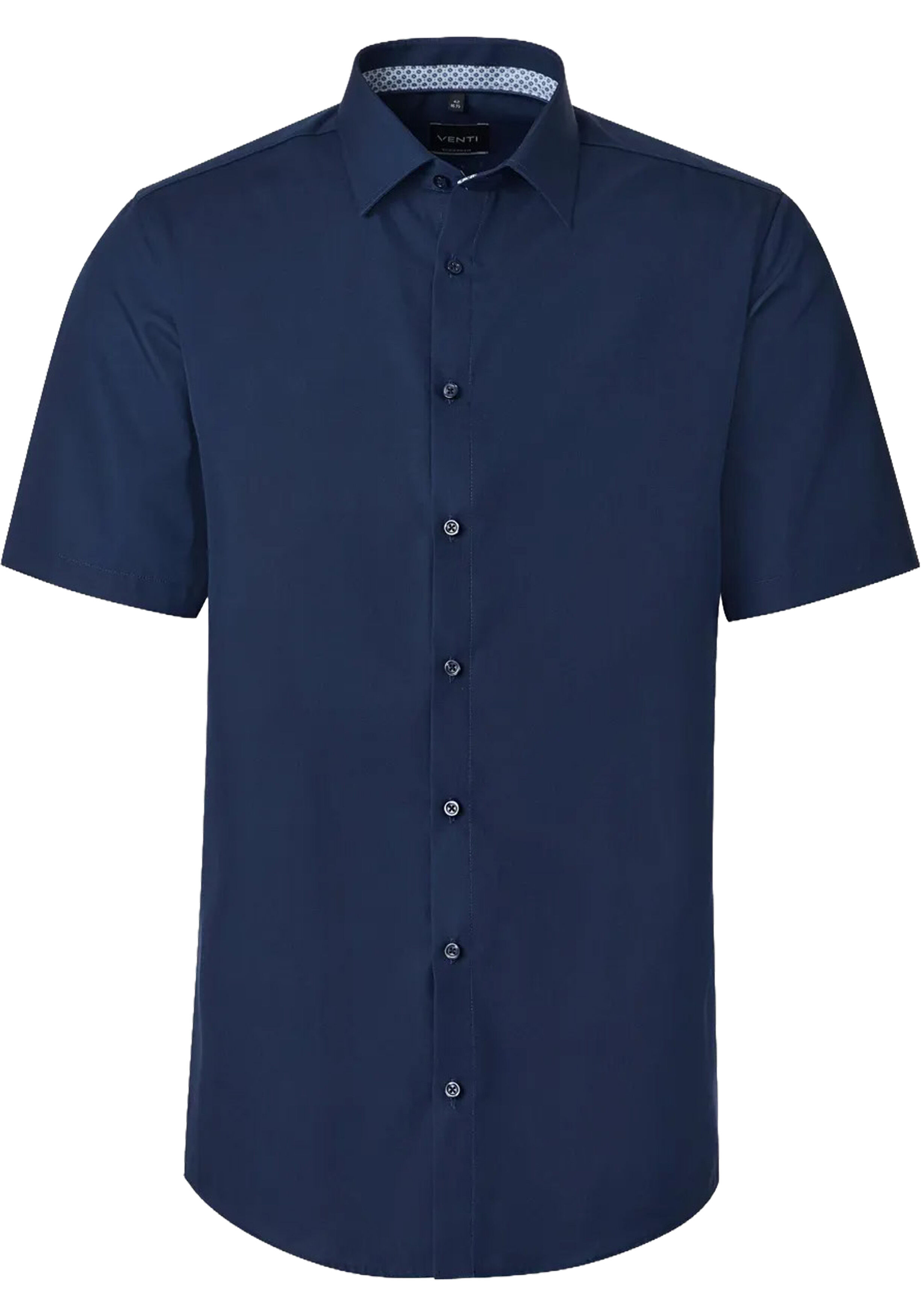 VENTI modern fit overhemd, korte mouw, popeline, donkerblauw