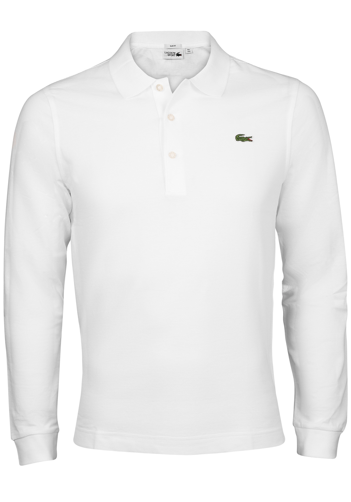 Lacoste-polos-YH9521-001 Lacoste Sport slim fit polo, poloshirt lange mouw, wit