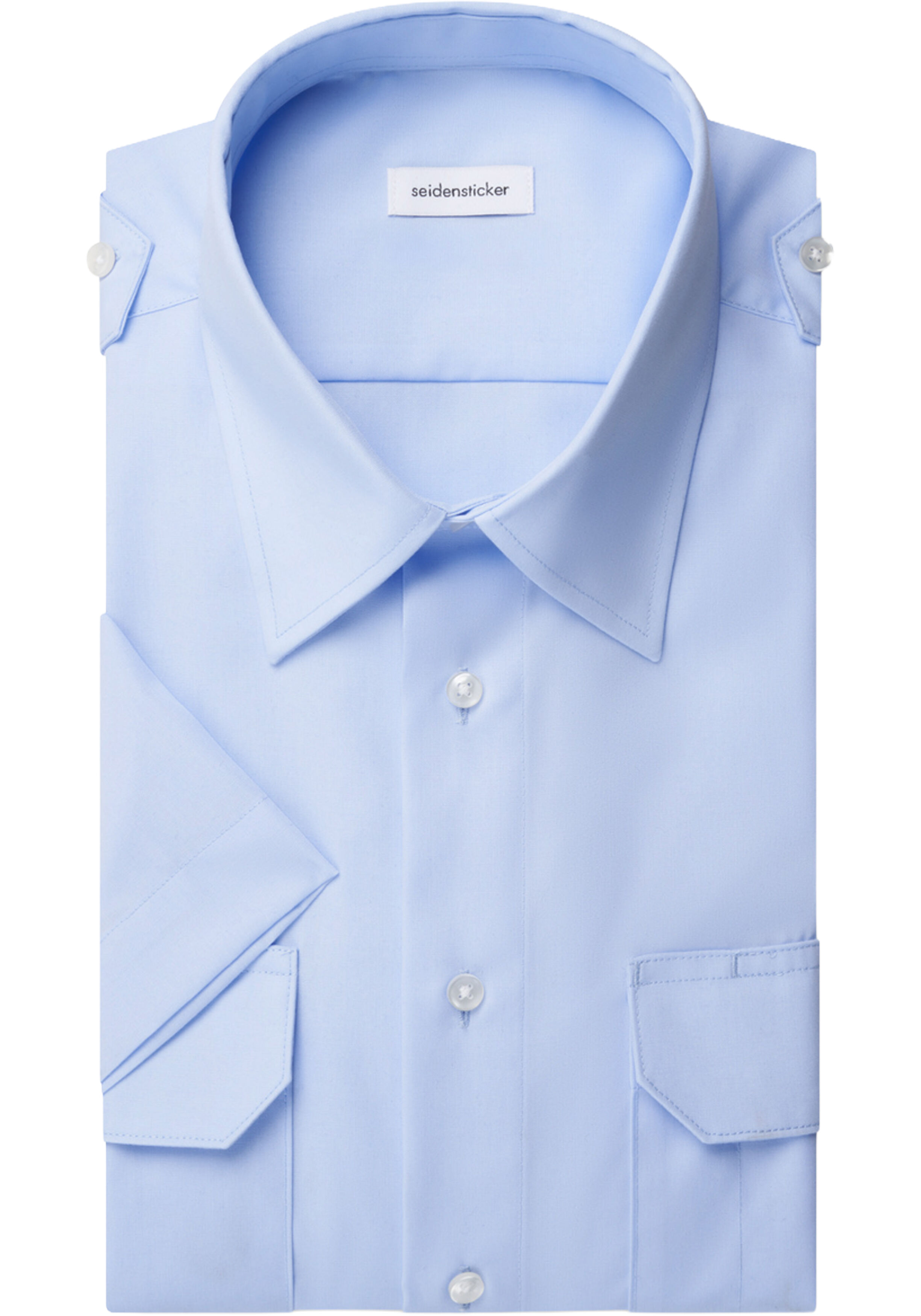 Seidensticker regular fit overhemd, korte mouw, popeline, blauw