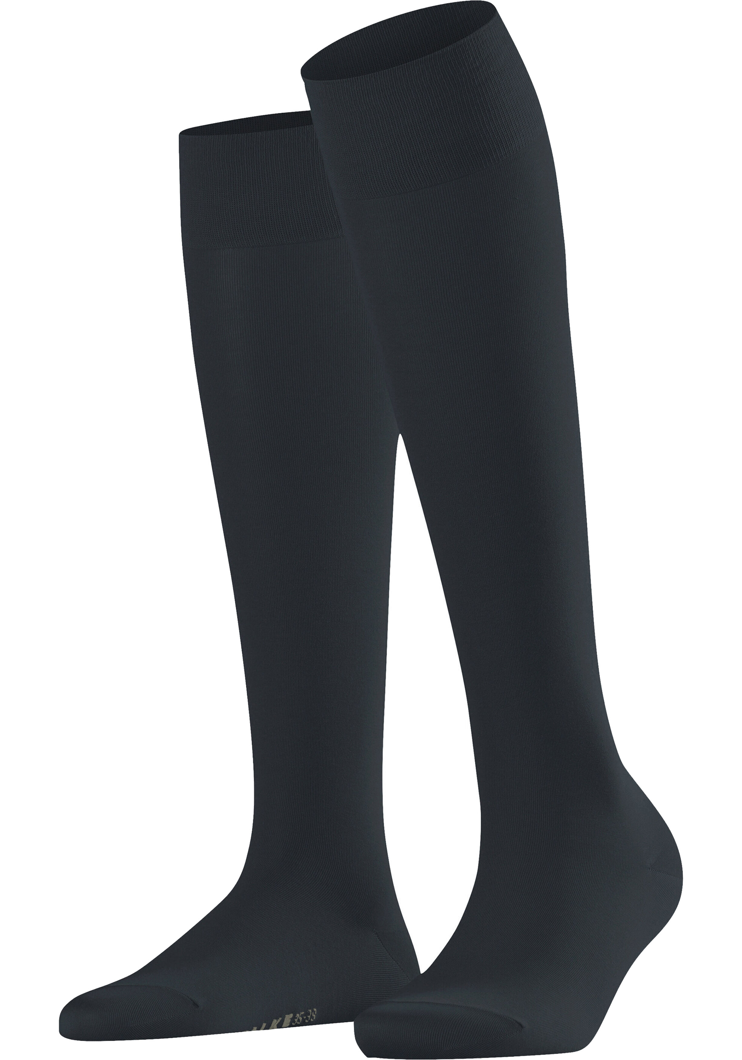 FALKE Cotton Touch dames kniekousen, antraciet grijs (graphite)